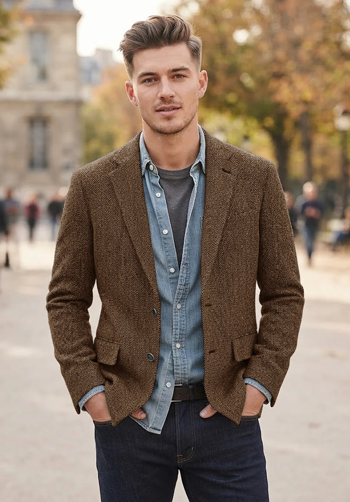 Men's brown herringbone jacket