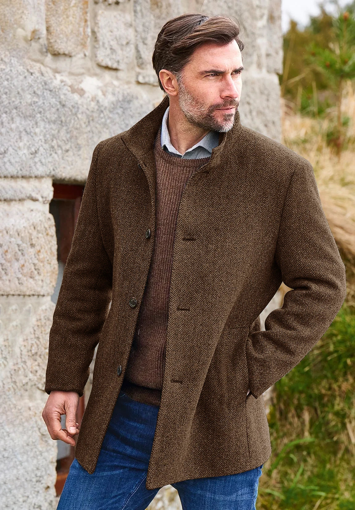 Men's brown herringbone jacket