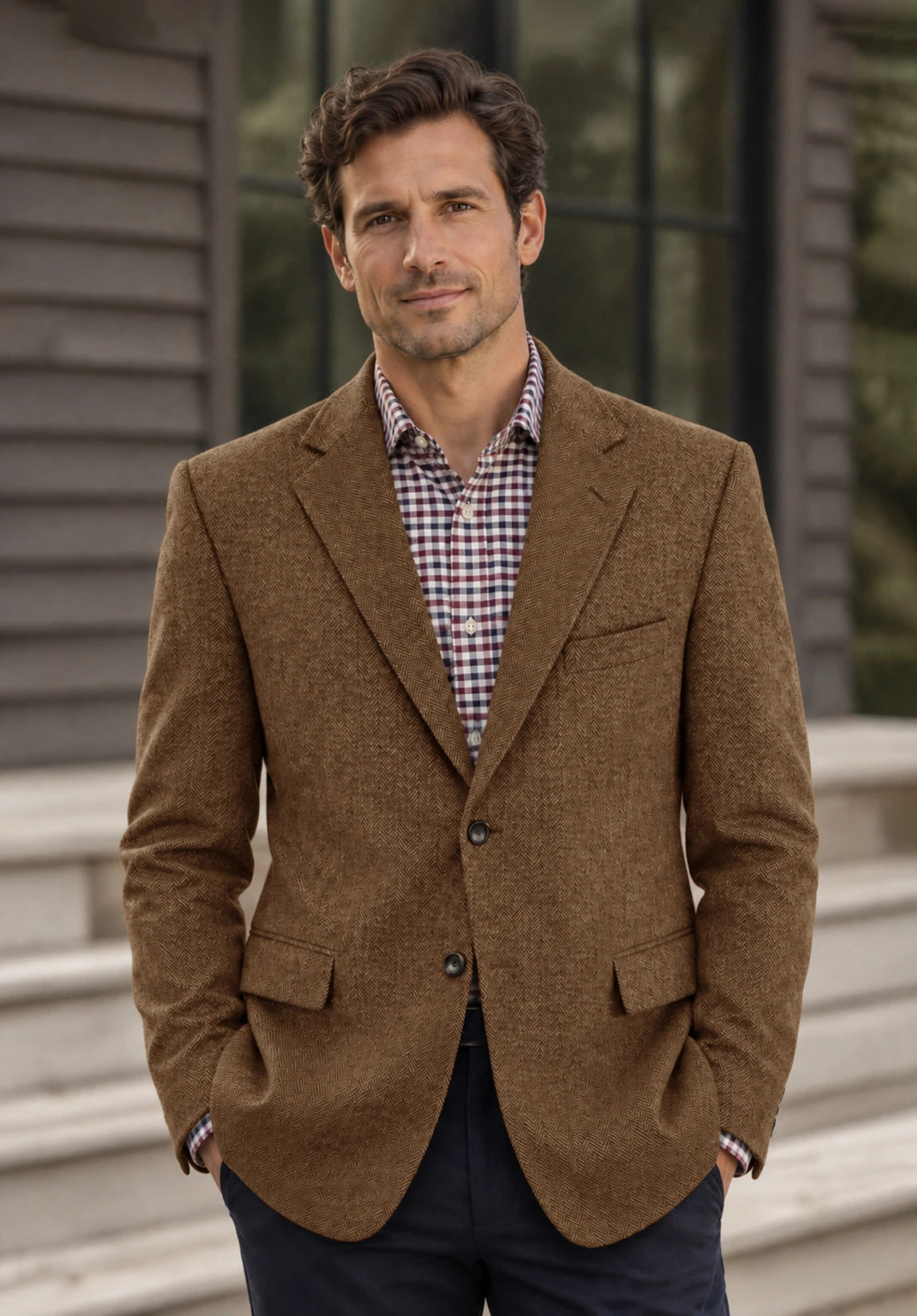 Men's brown herringbone jacket