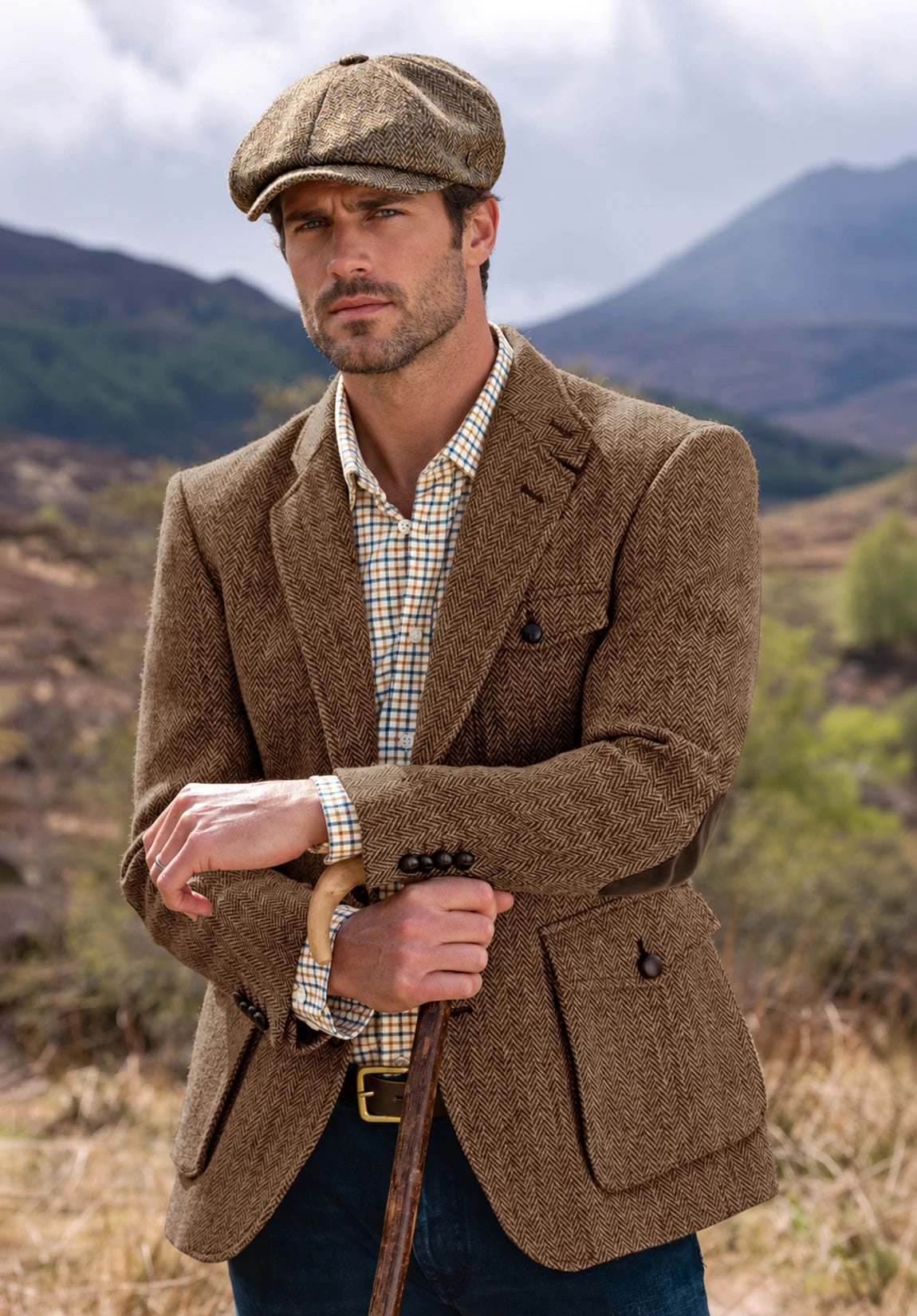 Men's brown herringbone jacket