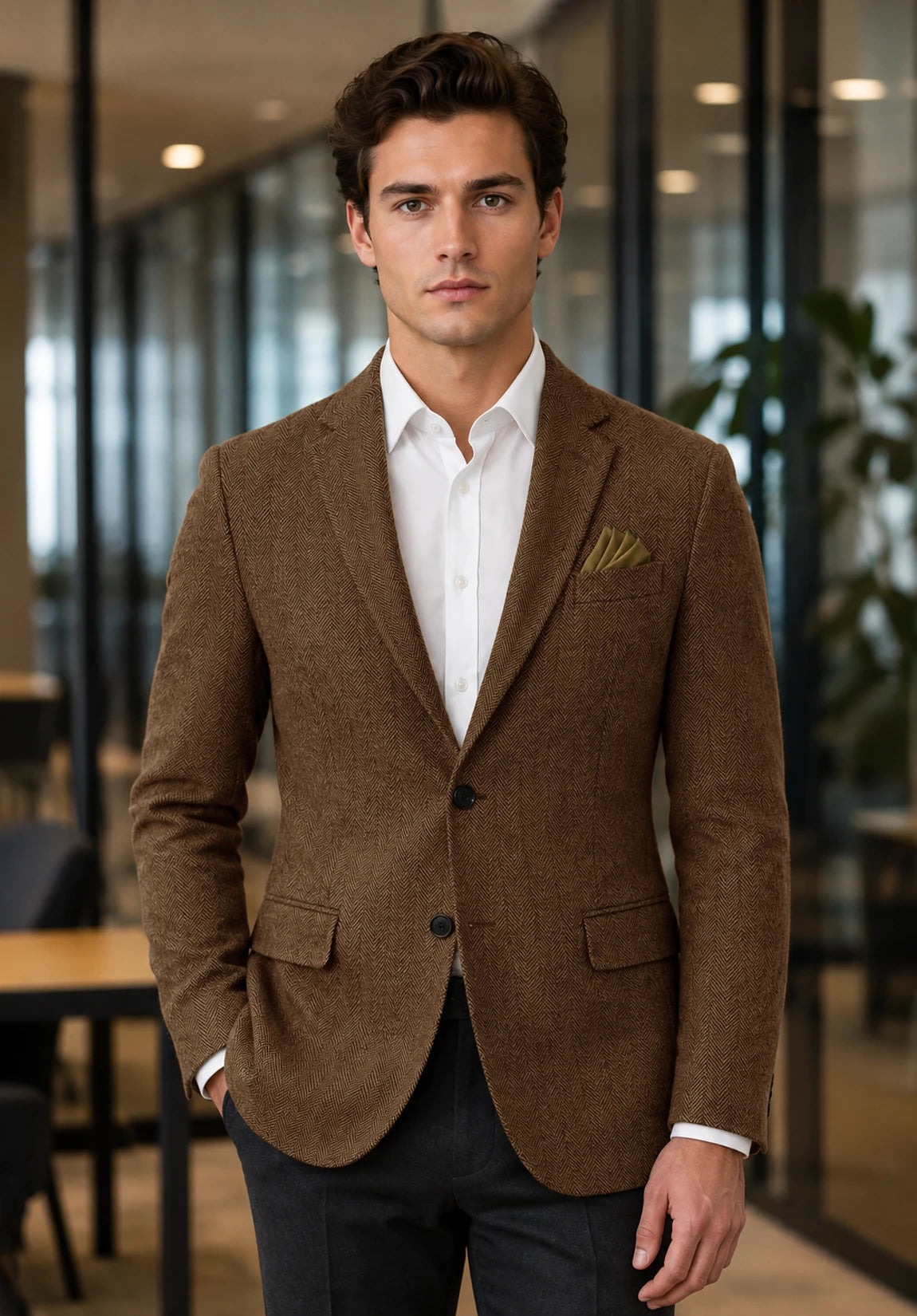 Men's brown herringbone jacket