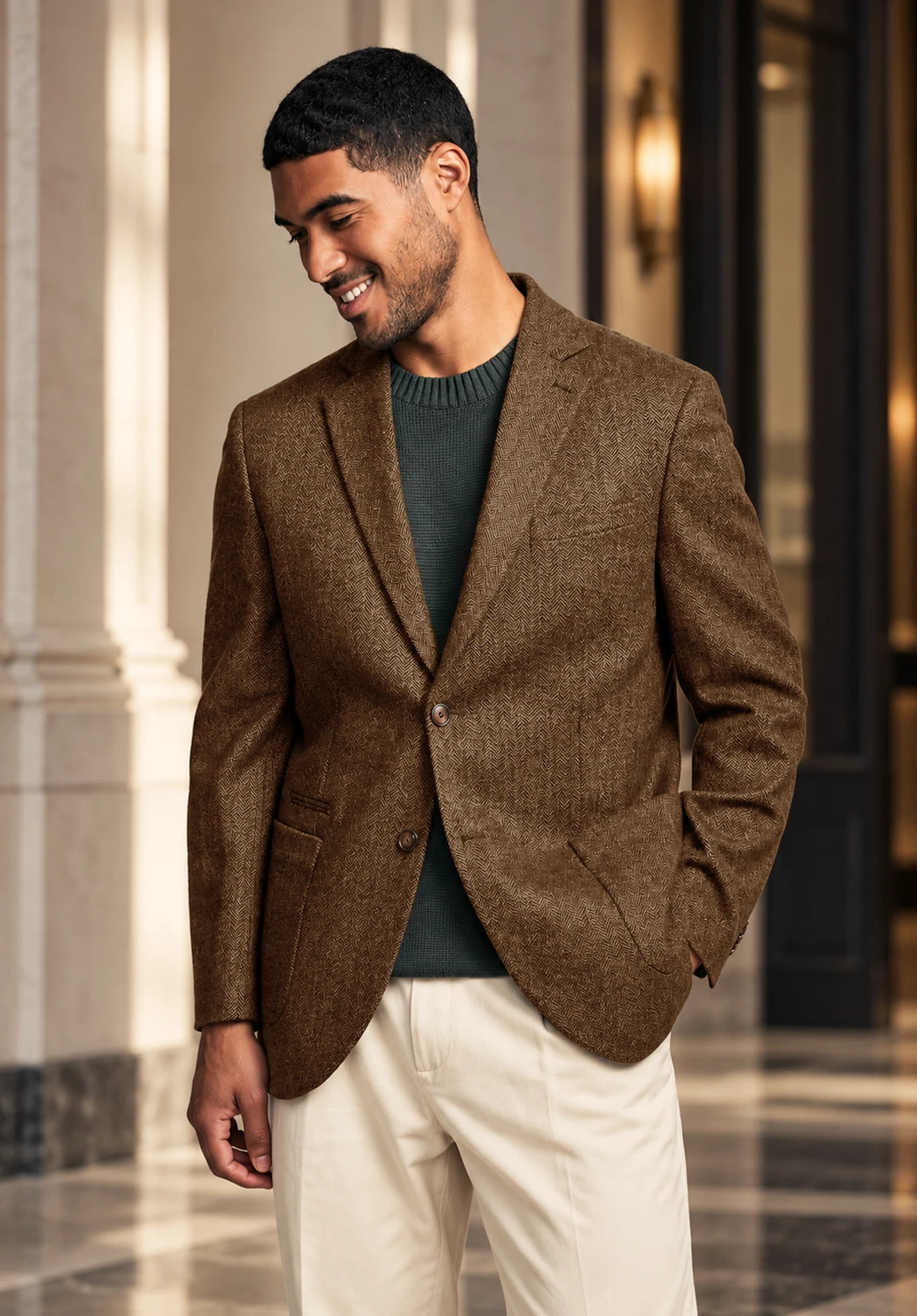 Men's brown herringbone jacket