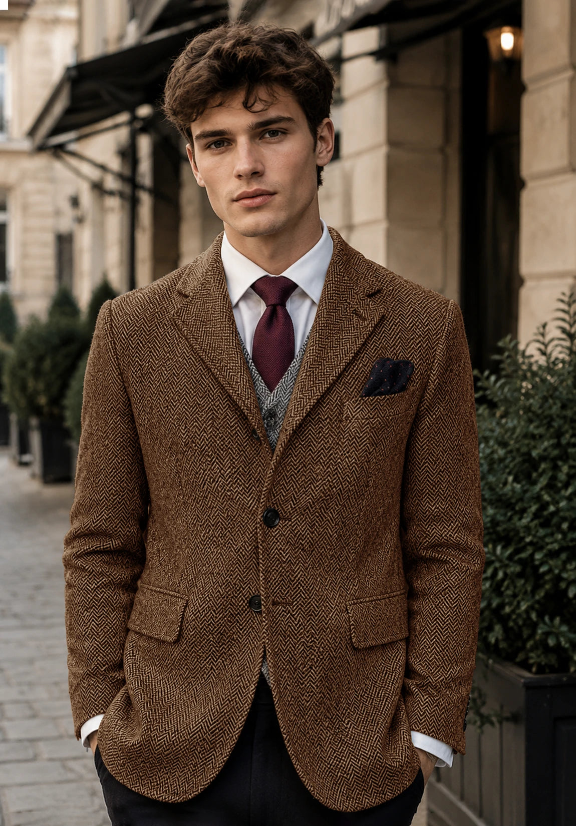 Men's brown herringbone jacket