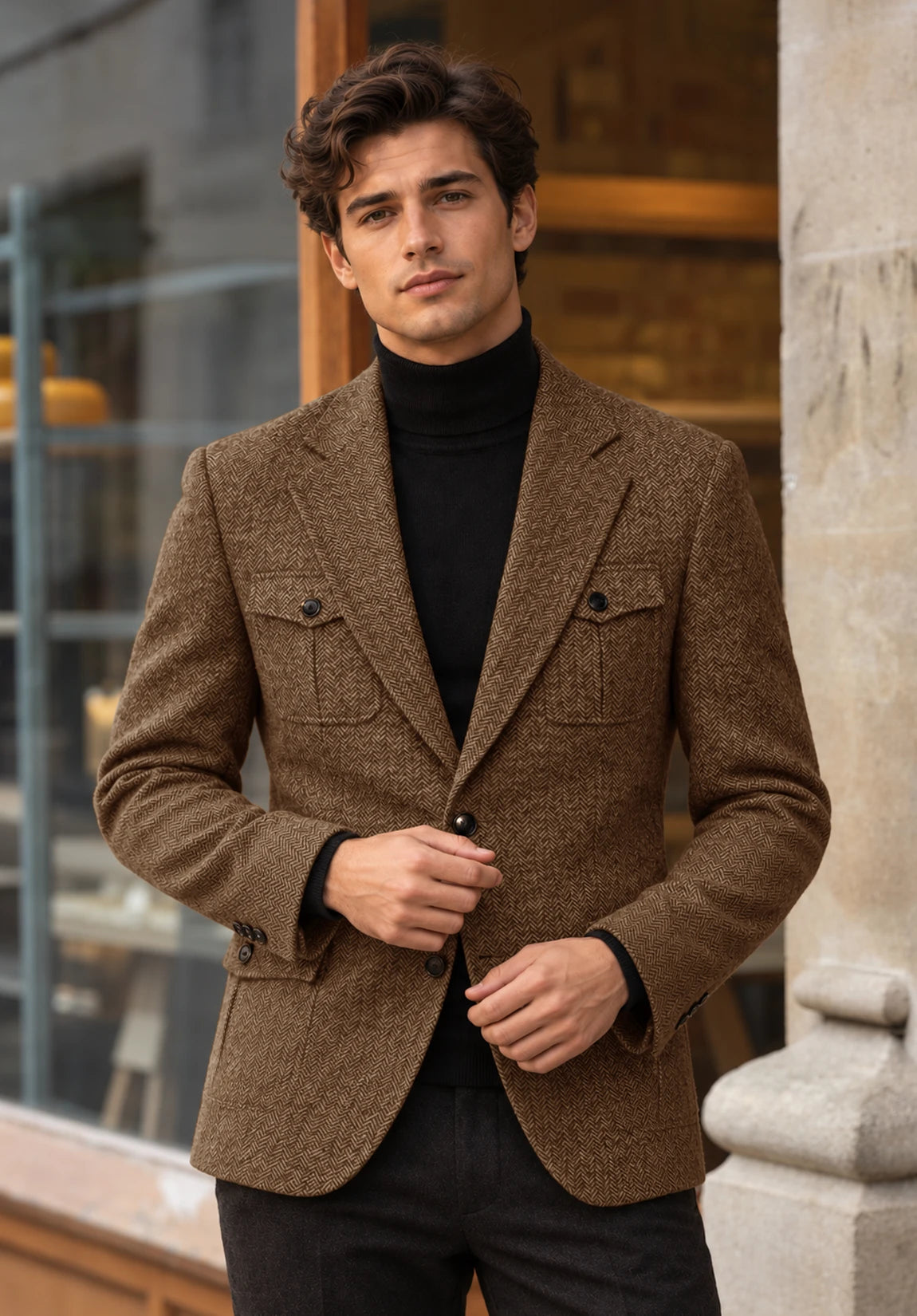 Men's brown herringbone jacket