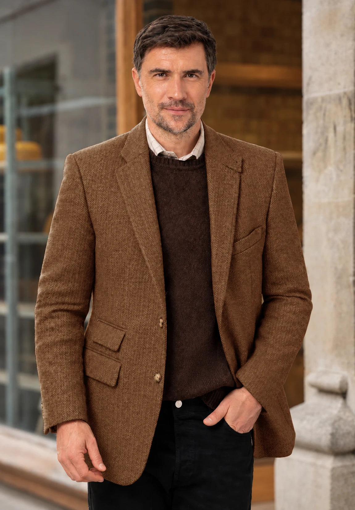 Men's brown herringbone jacket