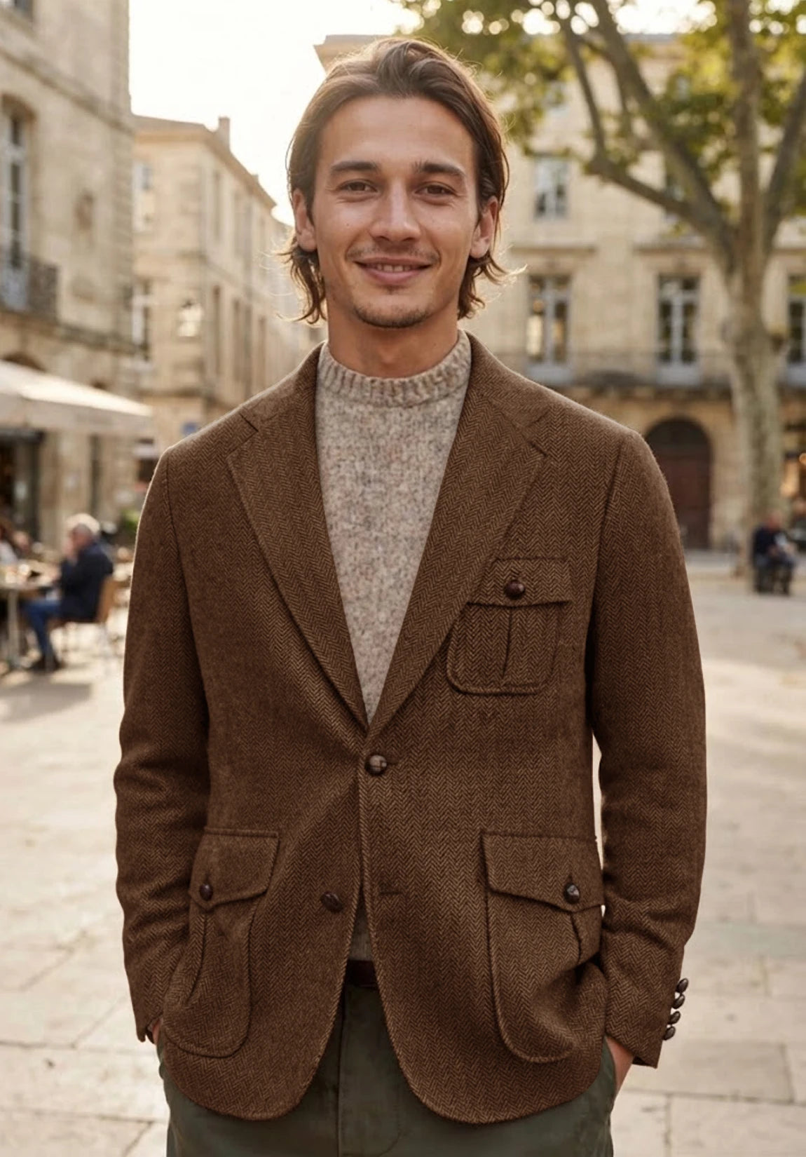 Men's brown herringbone jacket
