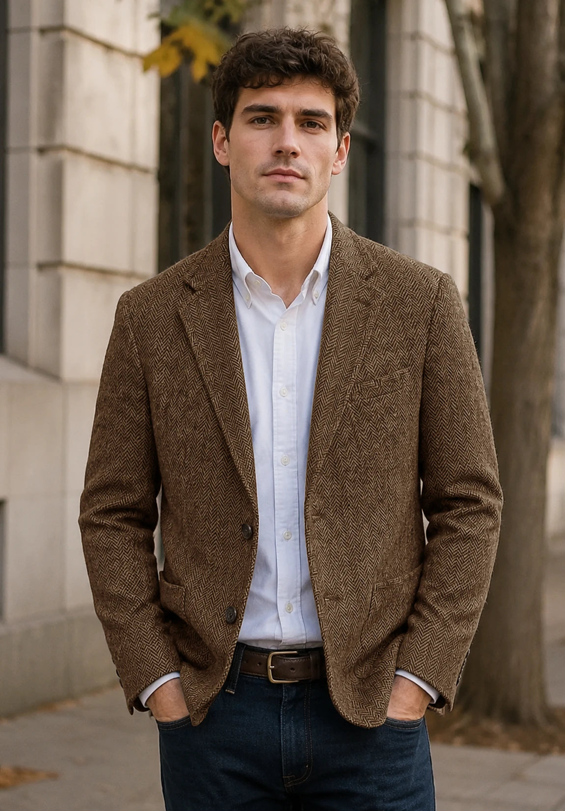 Men's brown herringbone jacket