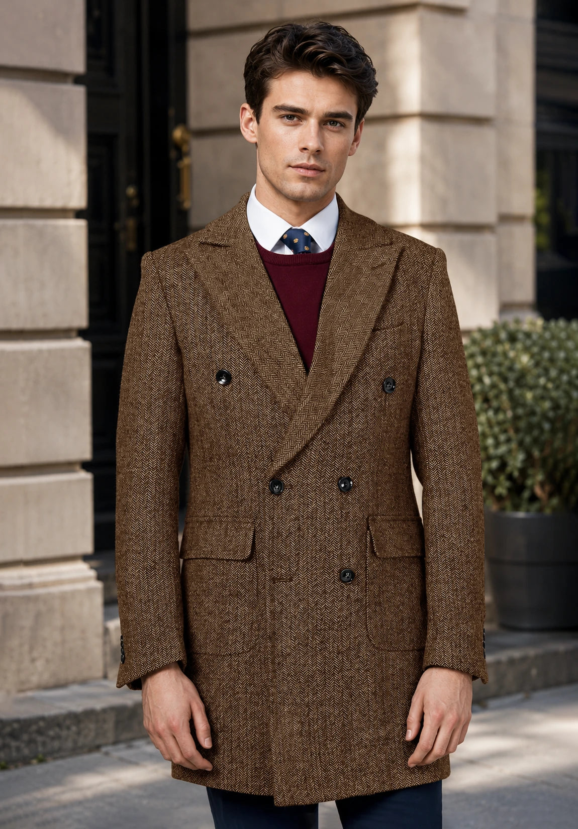 Men's brown herringbone jacket