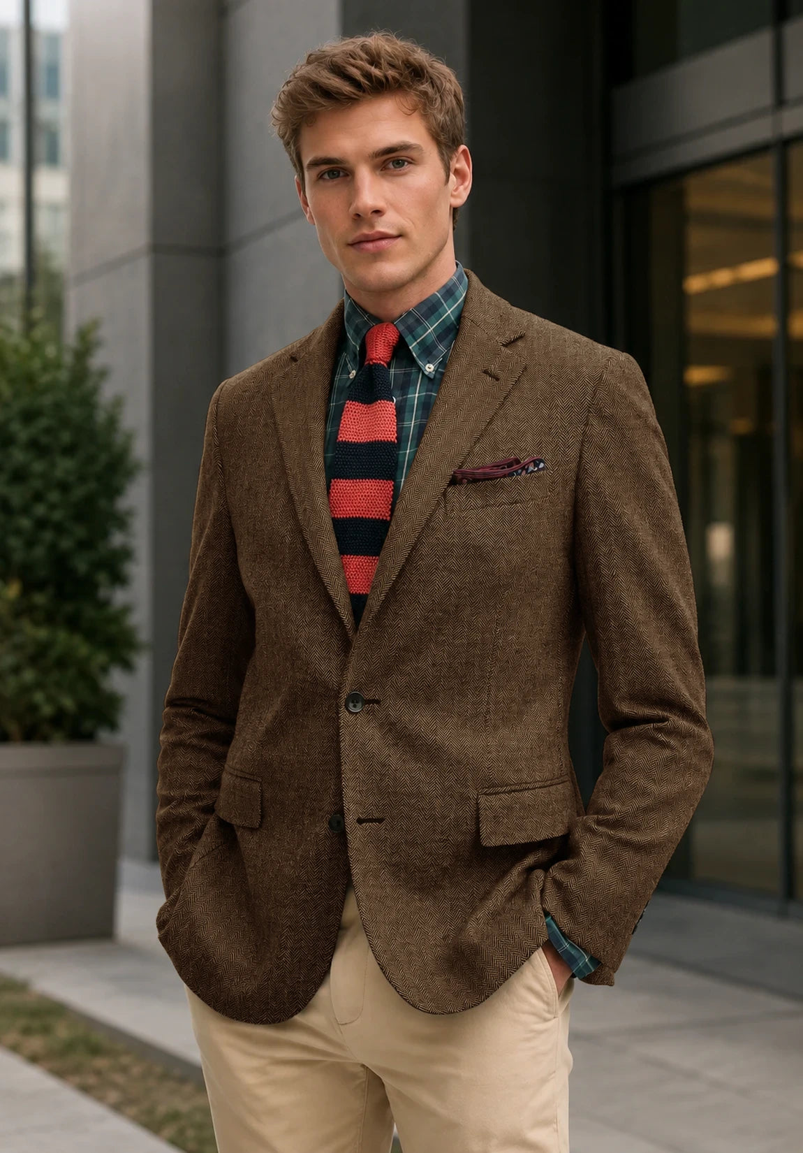 Men's brown herringbone jacket