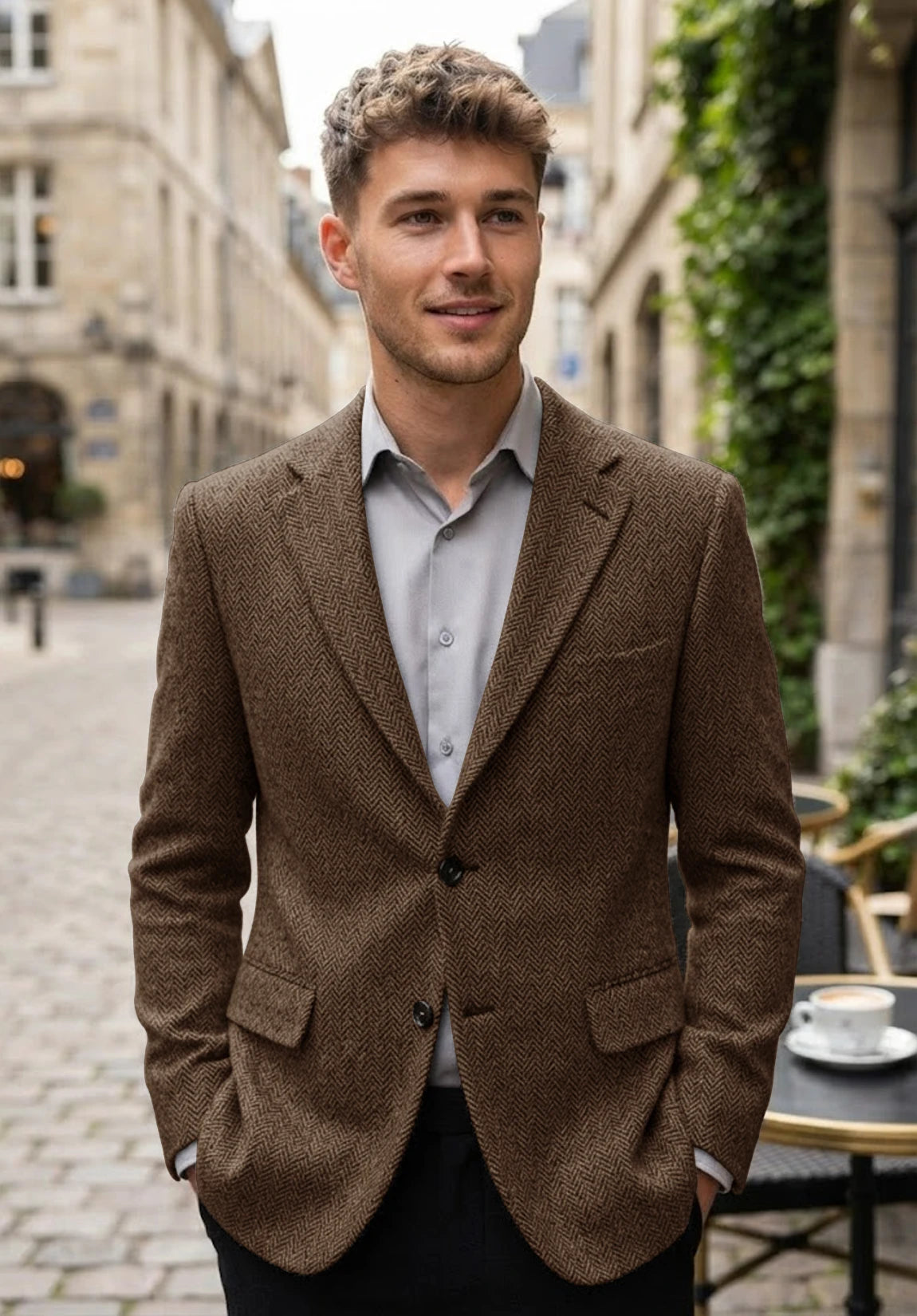 Men's brown herringbone jacket