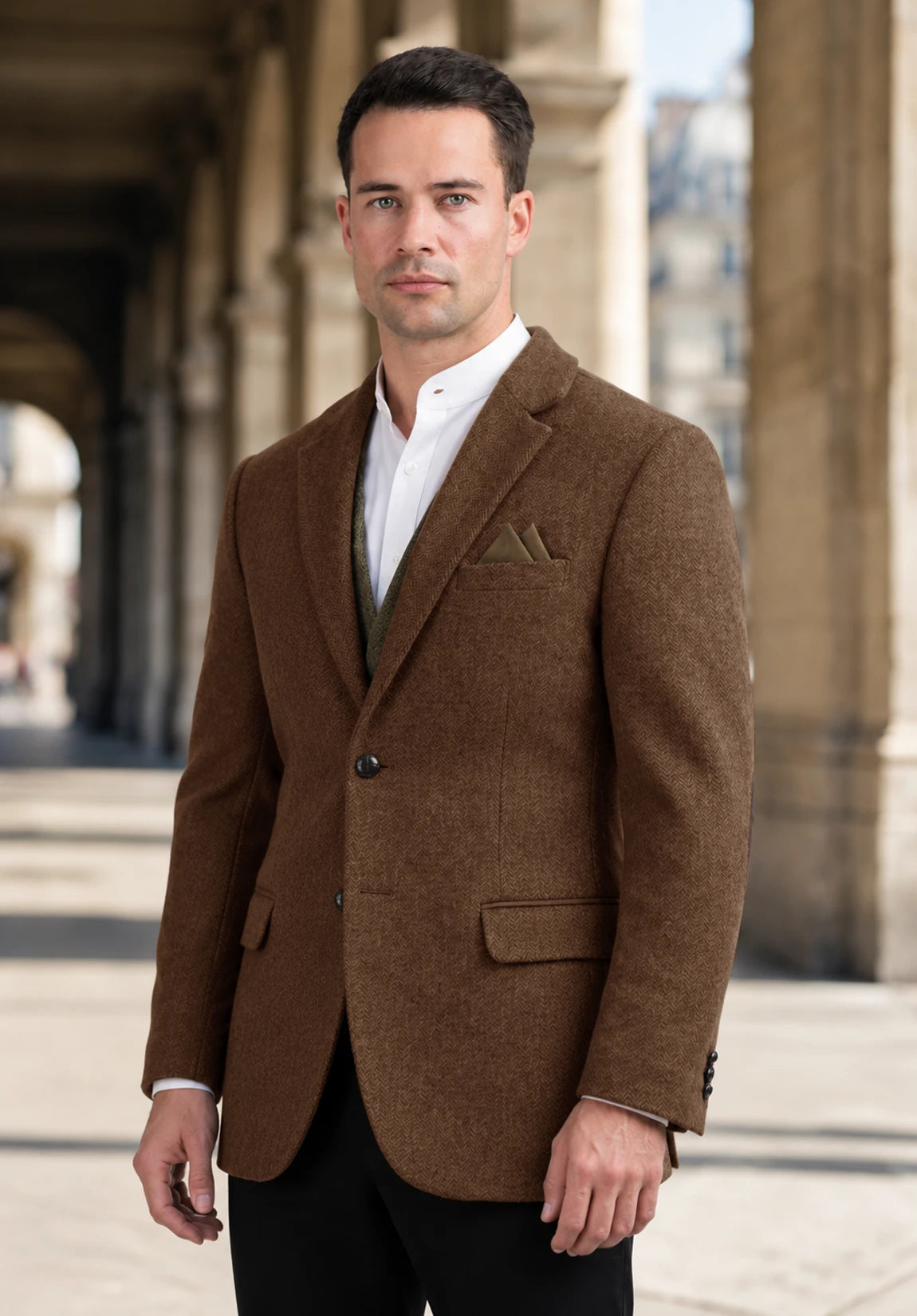 Men's brown herringbone jacket