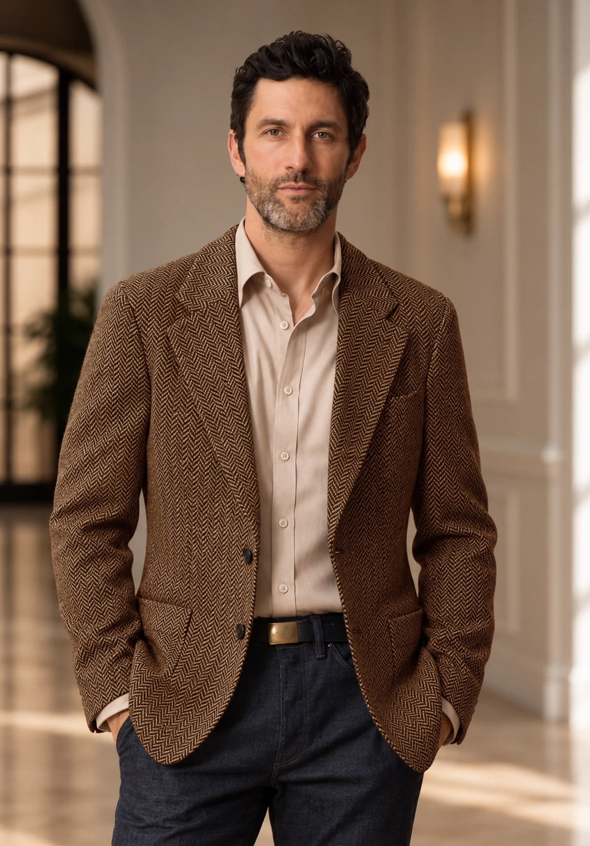 Men's brown herringbone jacket