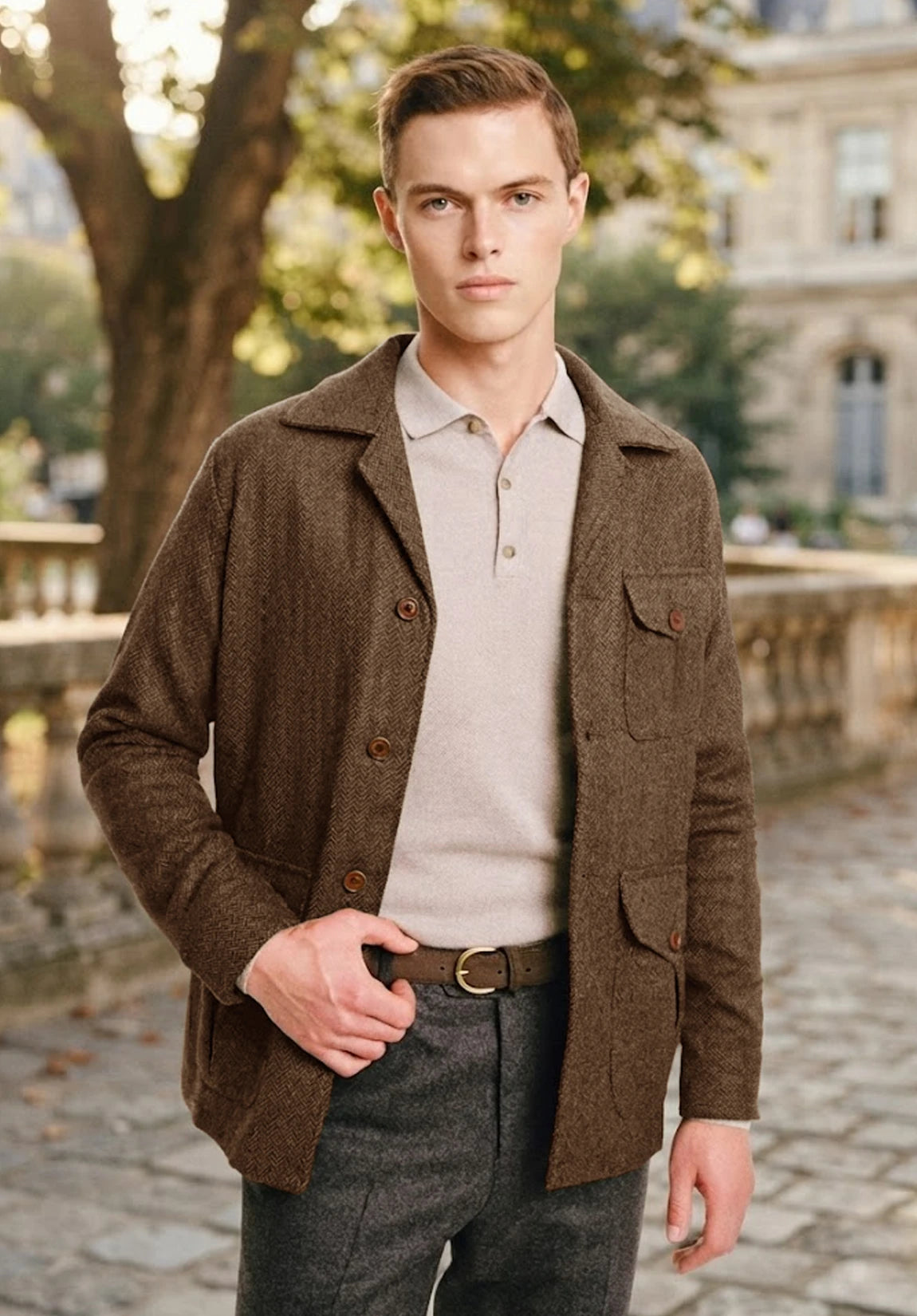Men's brown herringbone jacket