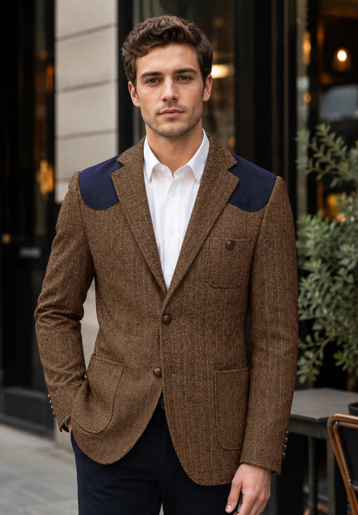 Men's brown herringbone jacket