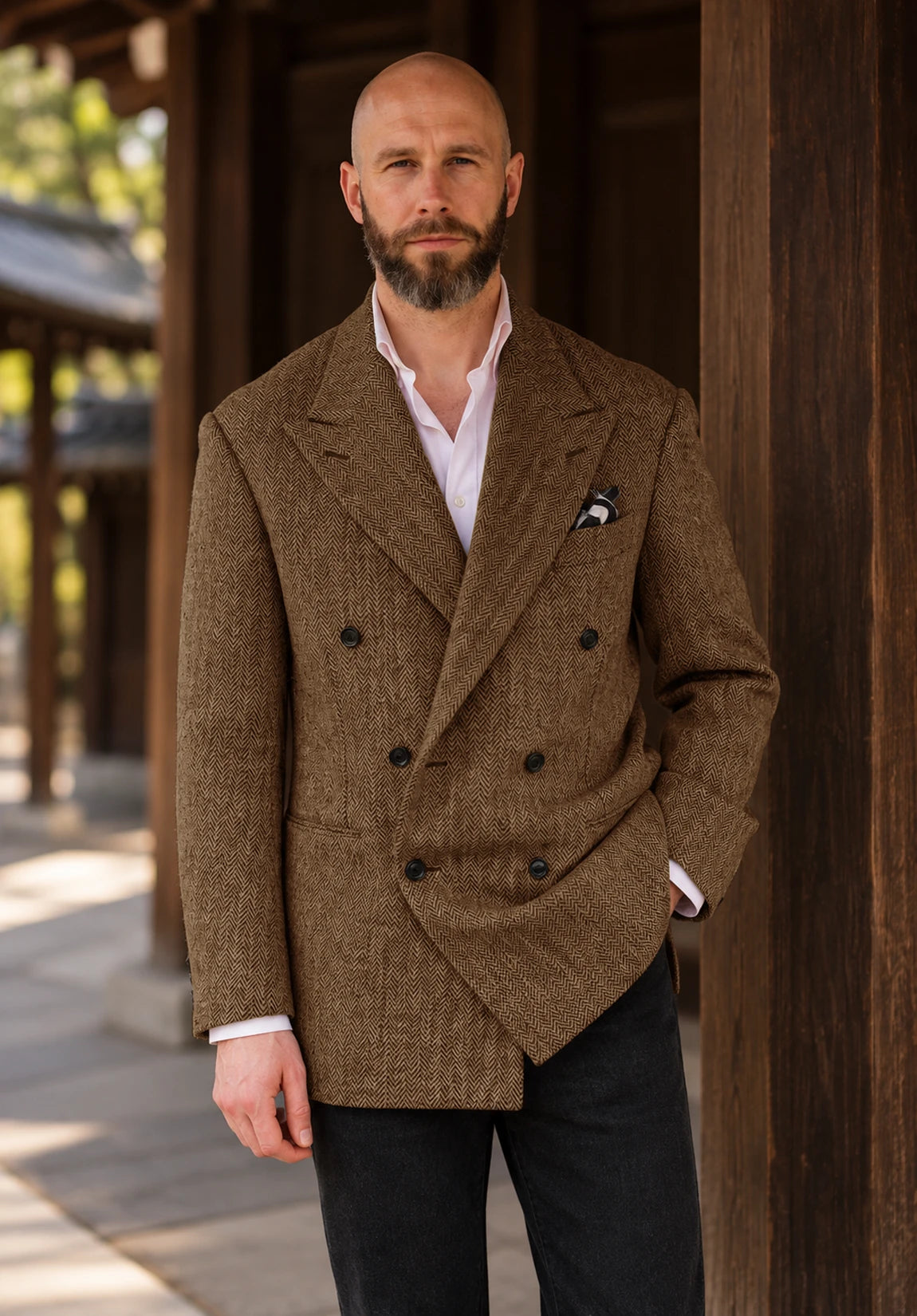 Men's brown herringbone jacket