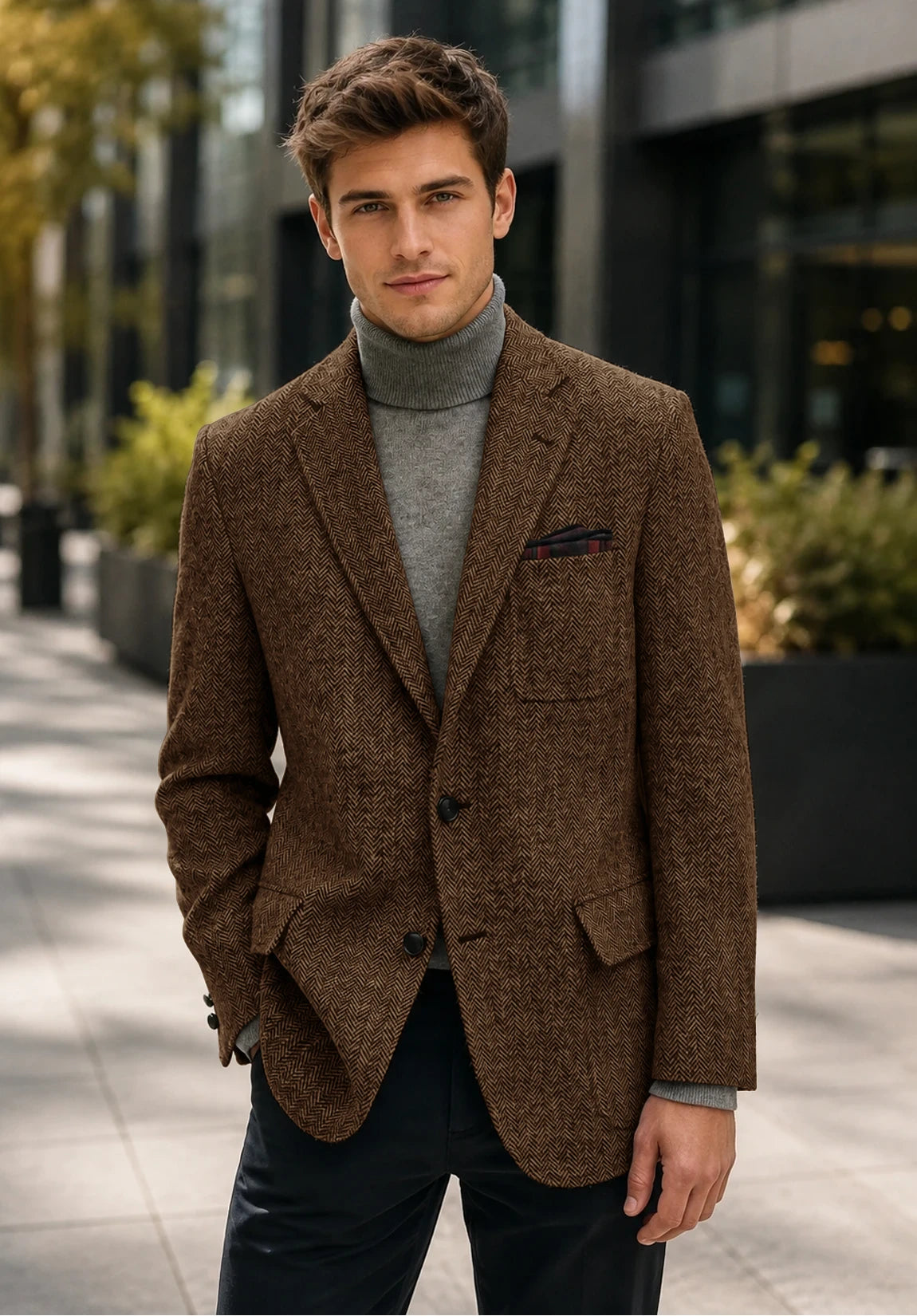 Men's brown herringbone jacket