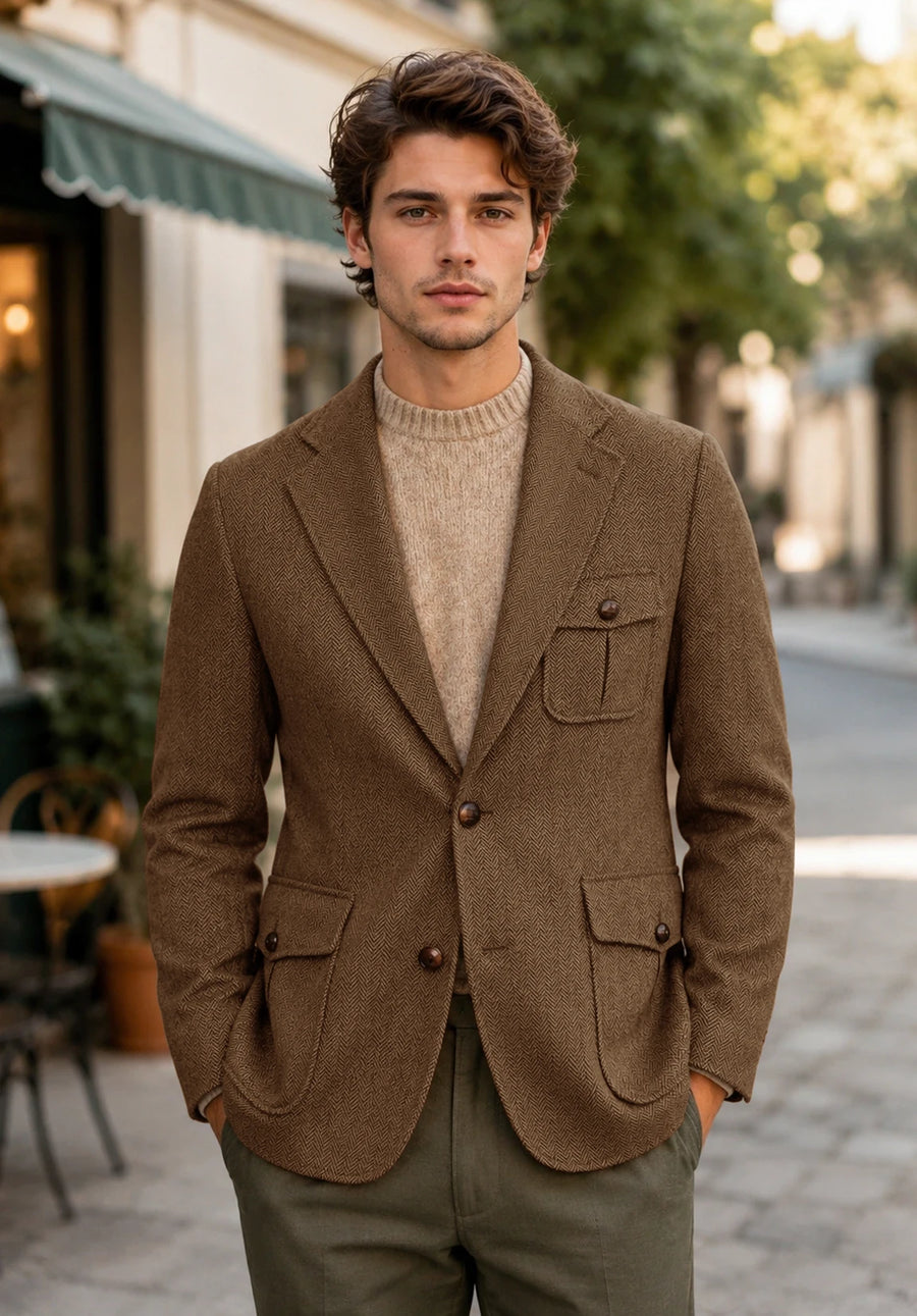 Men's brown herringbone jacket