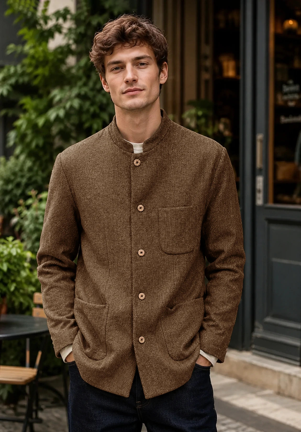 Men's brown herringbone jacket