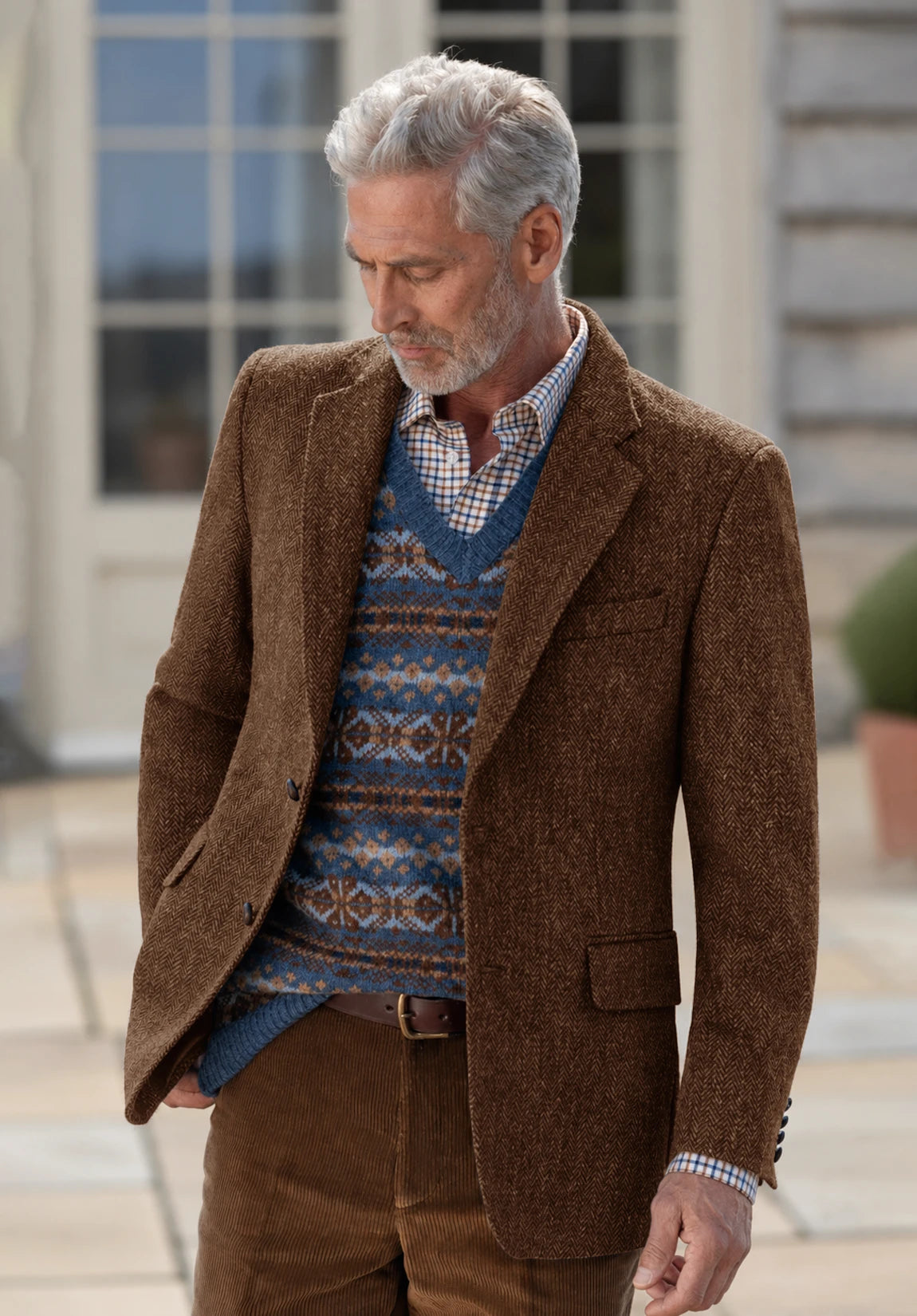 Men's brown herringbone jacket