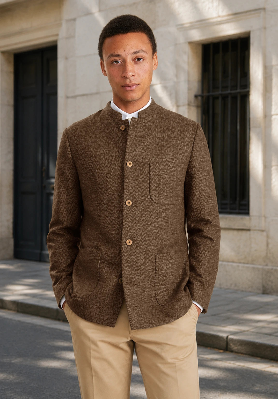 Men's brown herringbone jacket