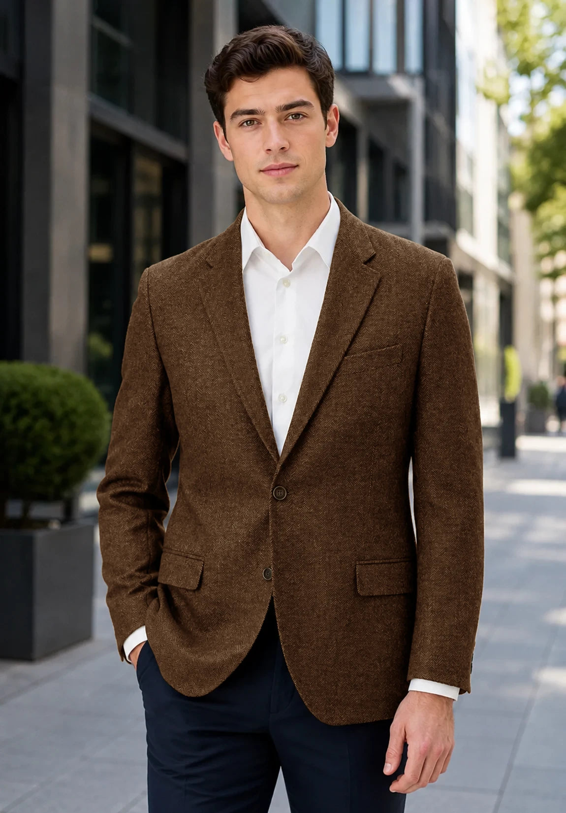 Men's brown herringbone jacket