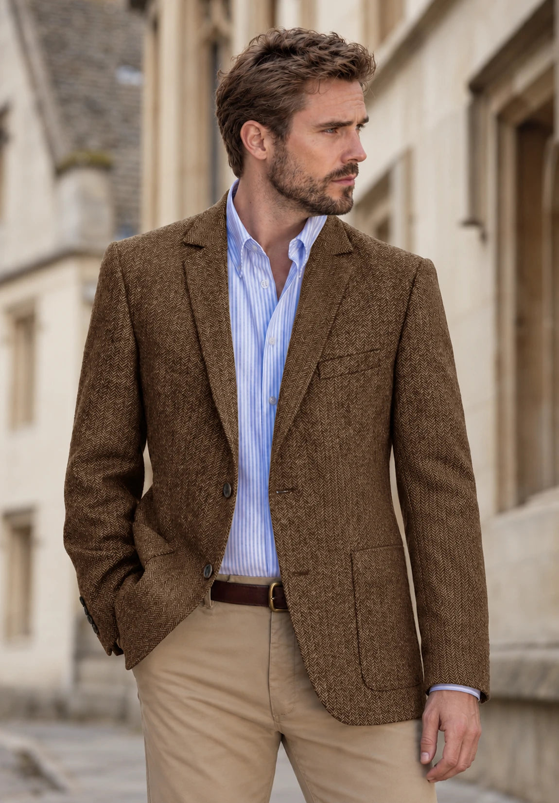 Men's brown herringbone jacket