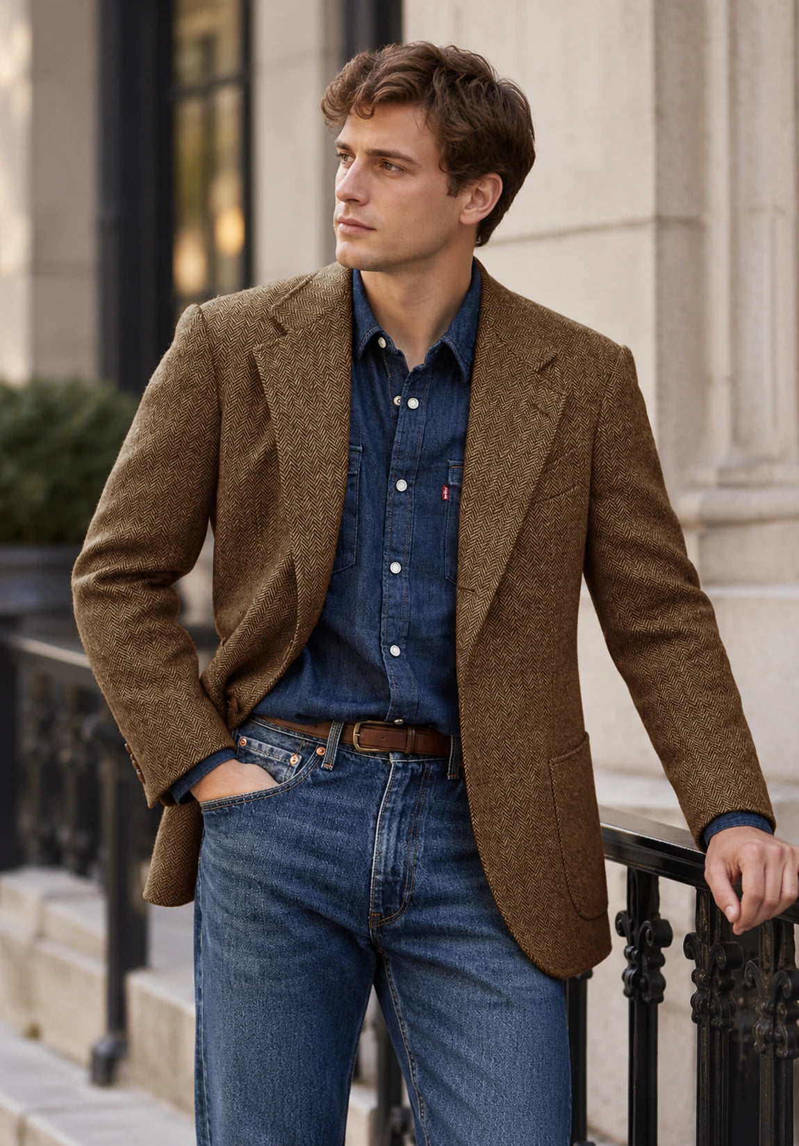 Men's brown herringbone jacket