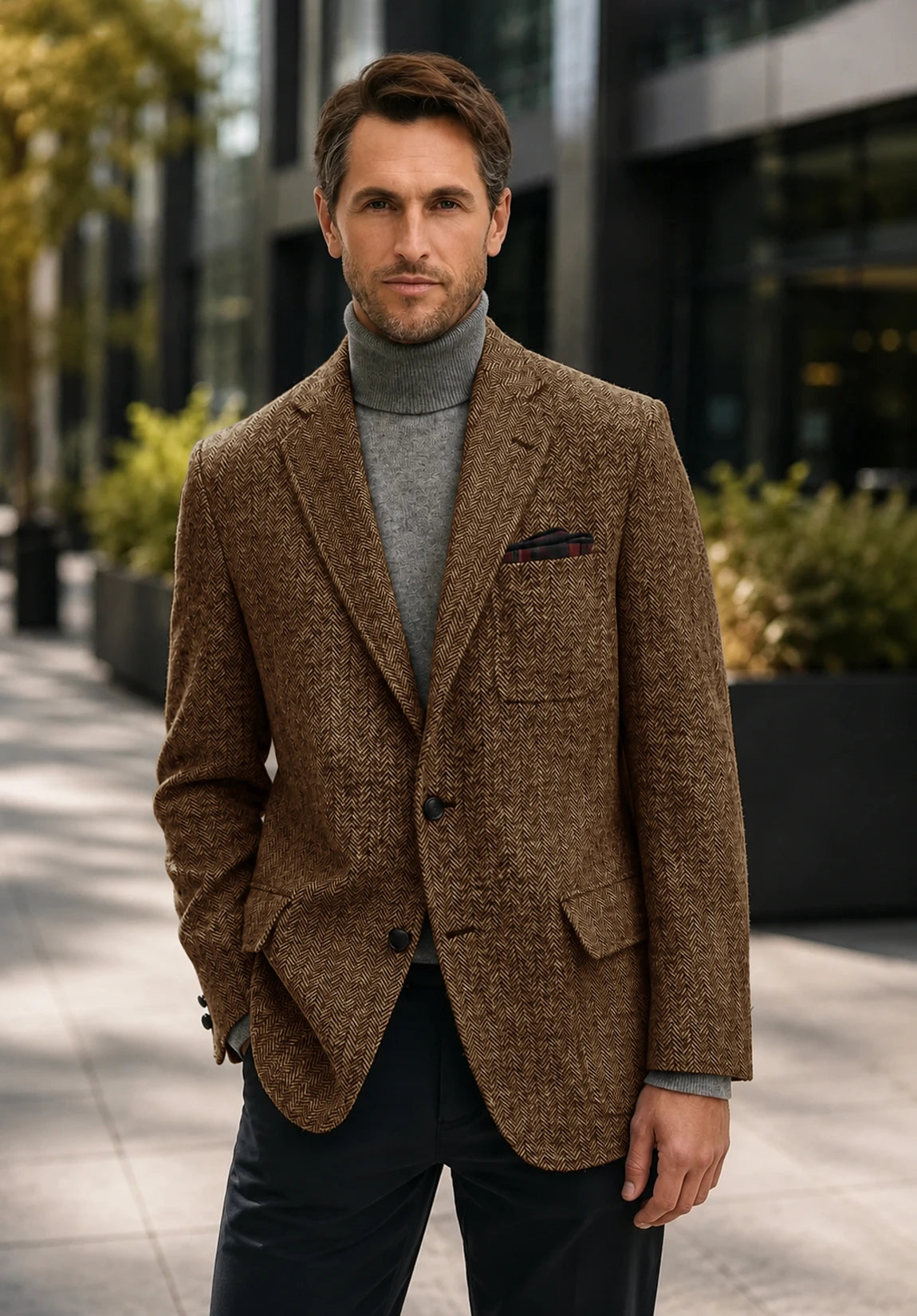 Men's brown herringbone jacket