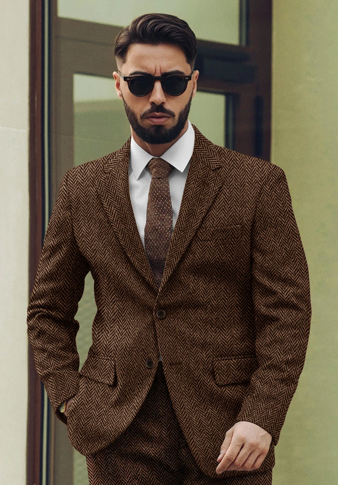 Men's brown herringbone jacket