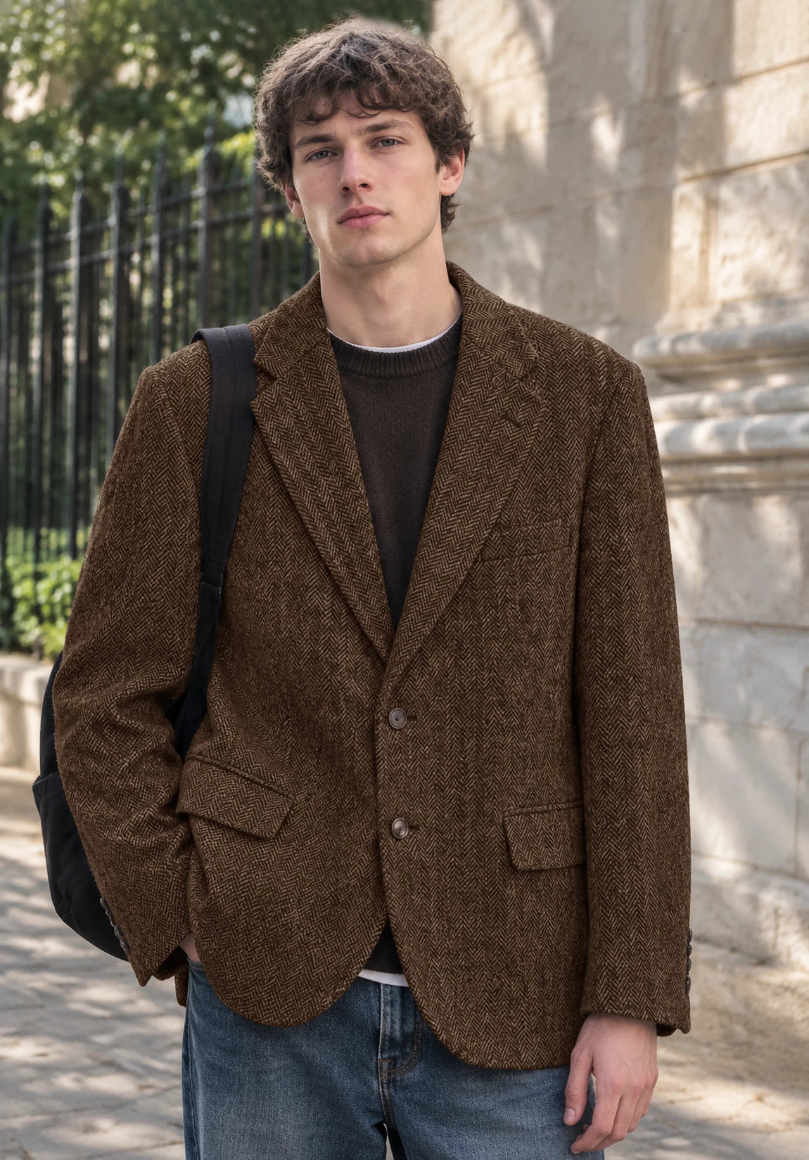 Men's brown herringbone jacket