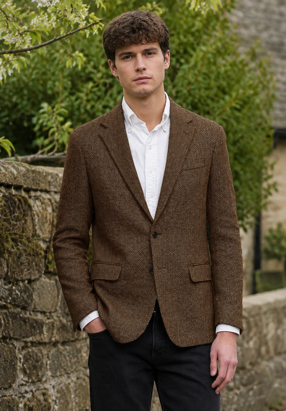 Men's brown herringbone jacket