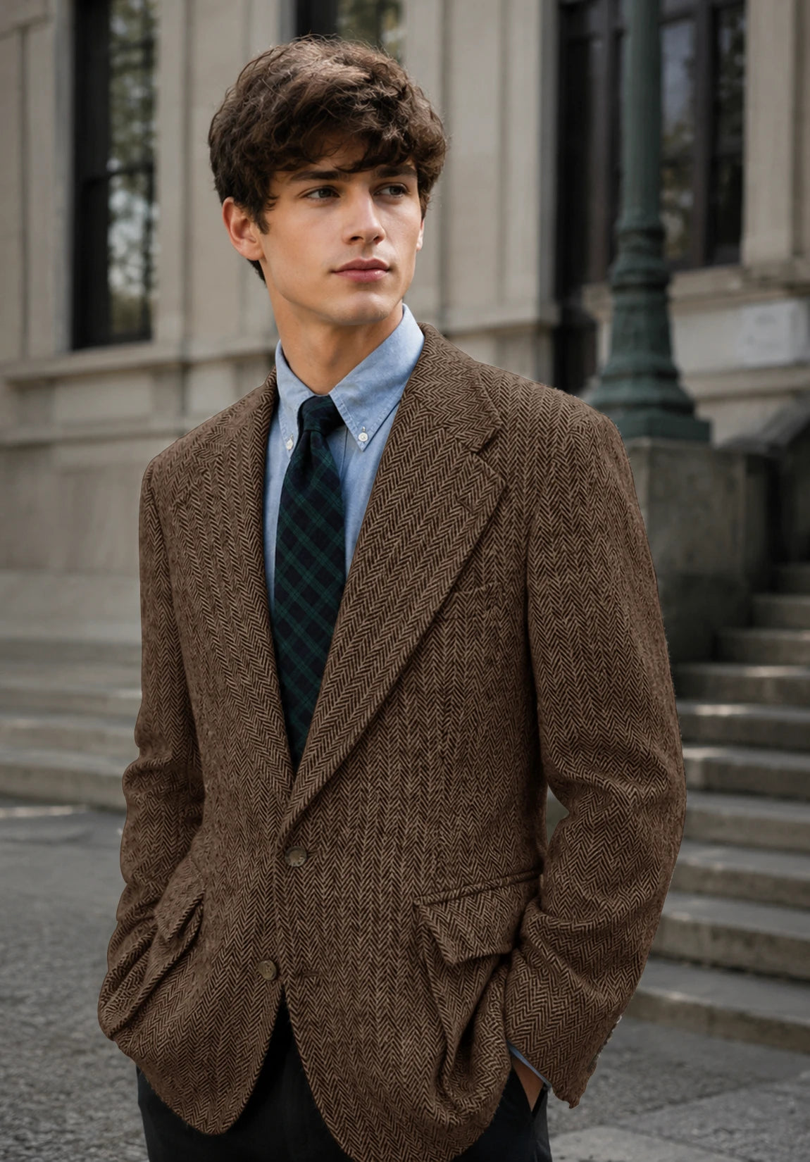Men's brown herringbone jacket