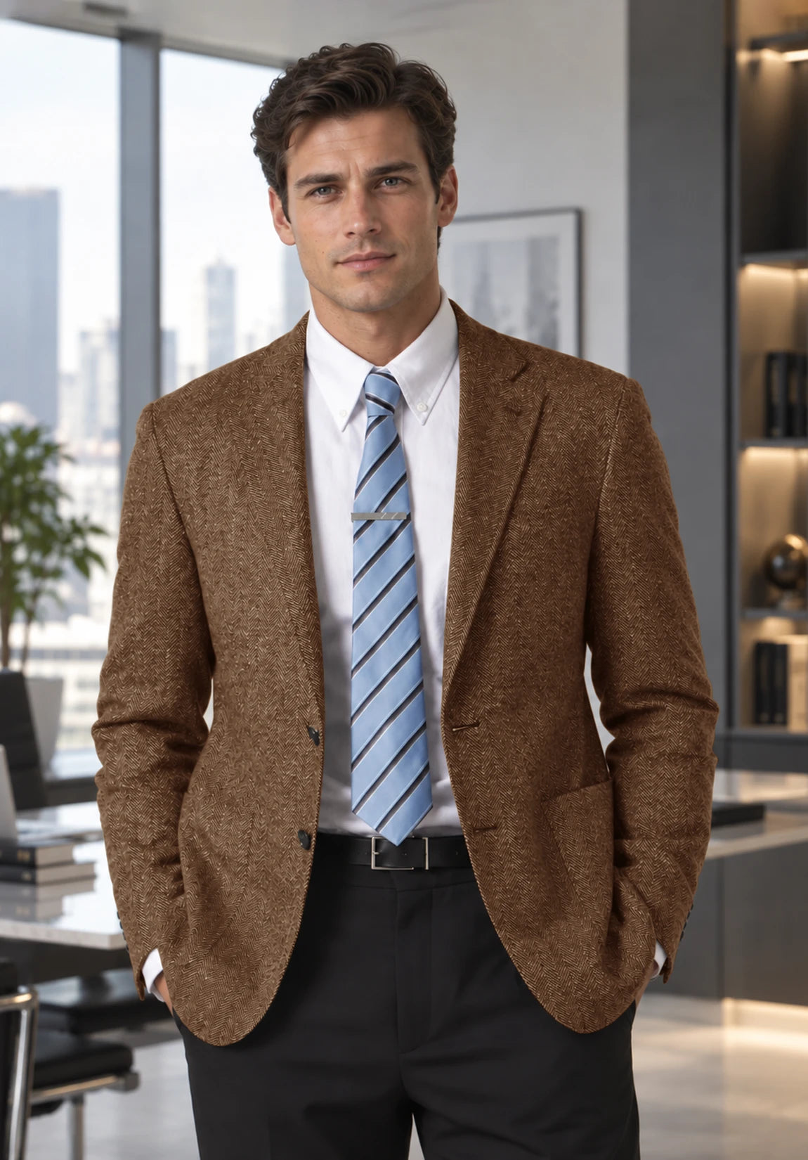 Men's brown herringbone jacket