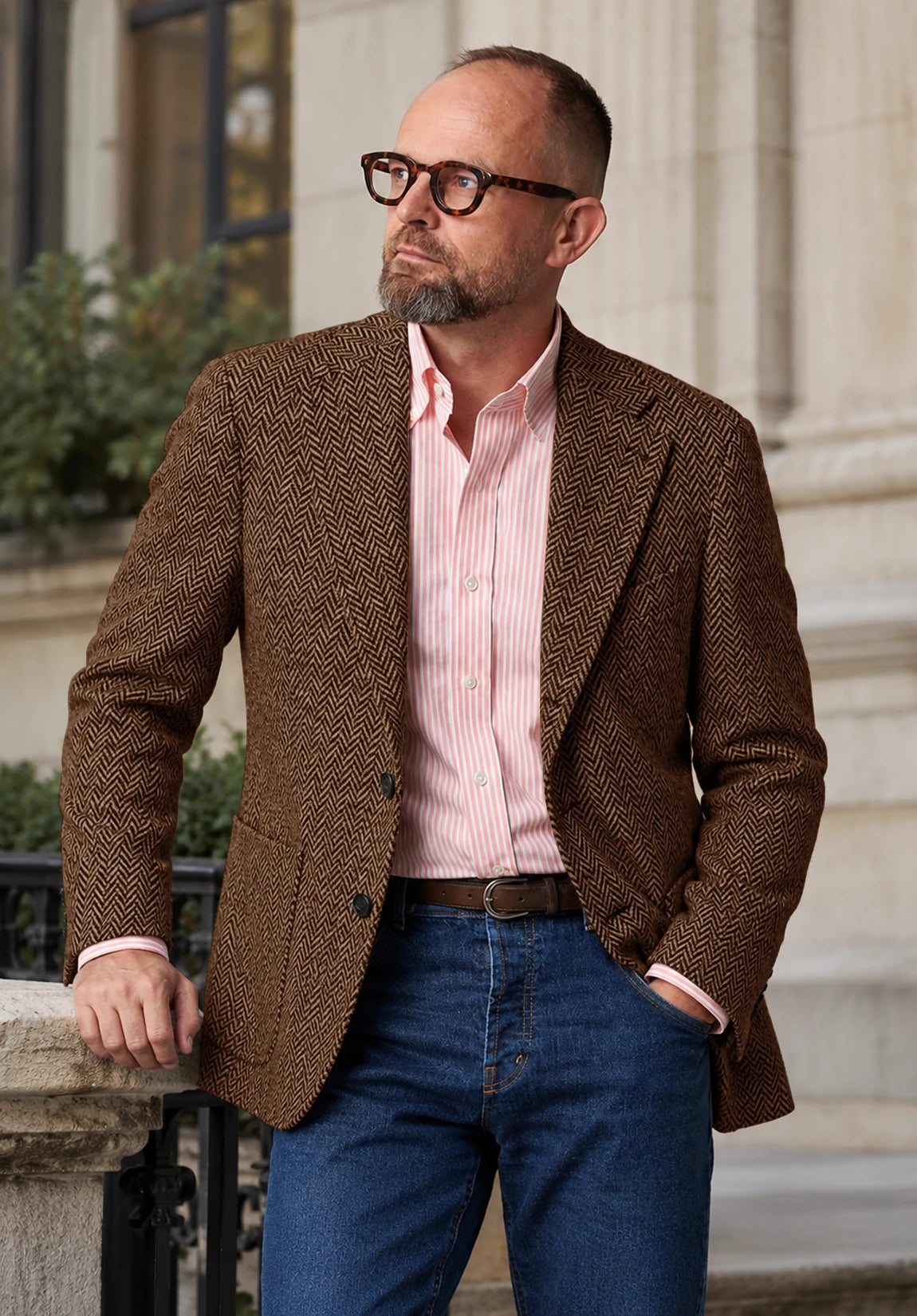 Men's brown herringbone jacket