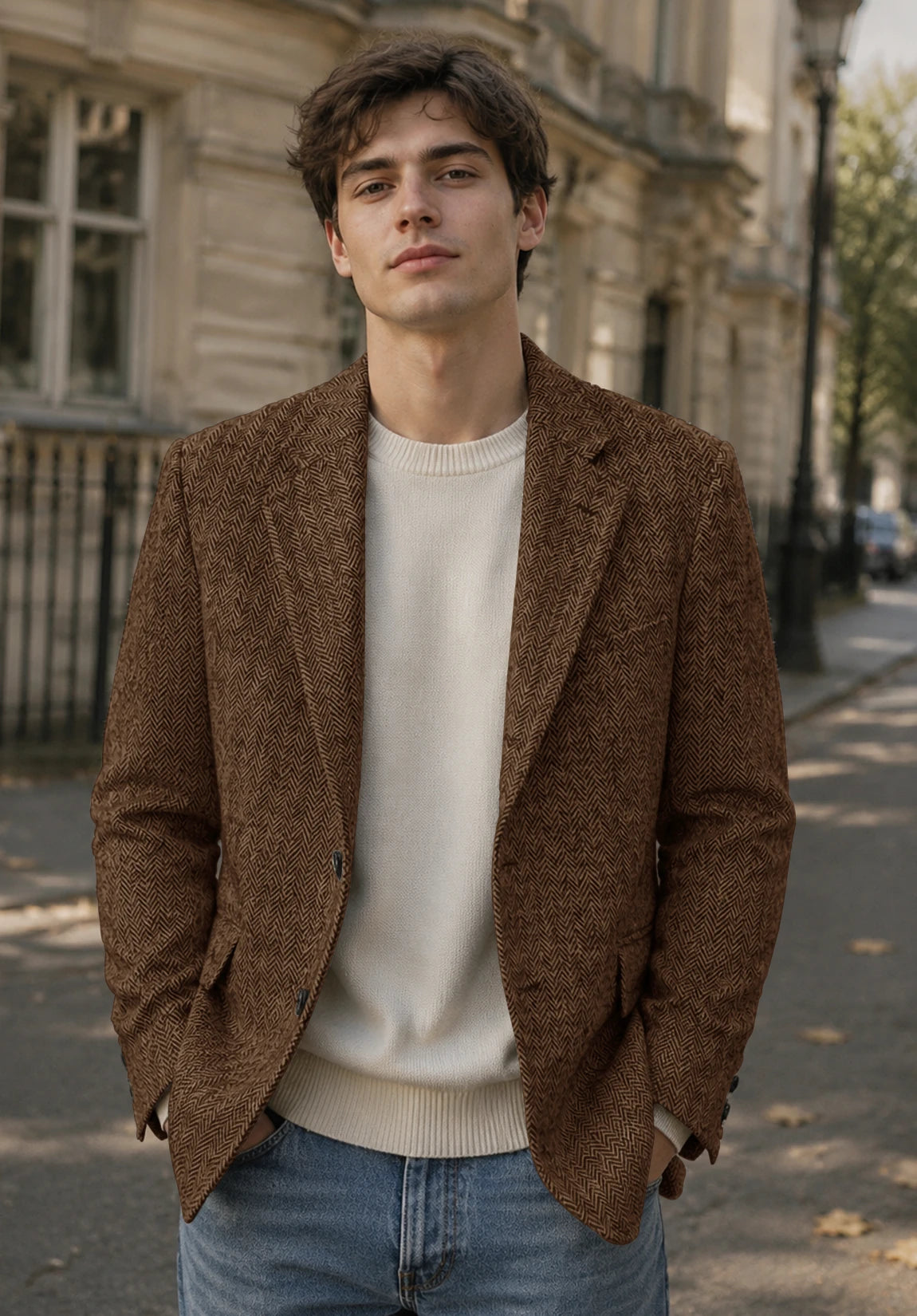 Men's brown herringbone jacket