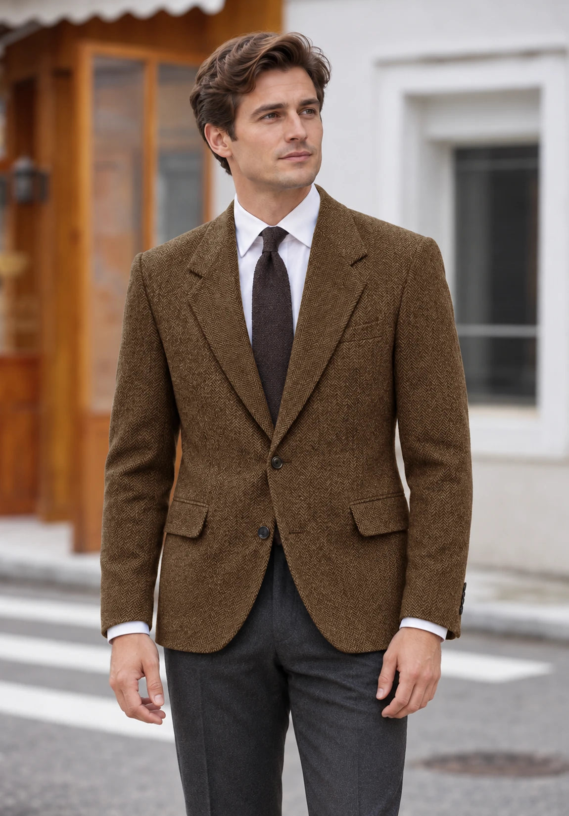 Men's brown herringbone jacket