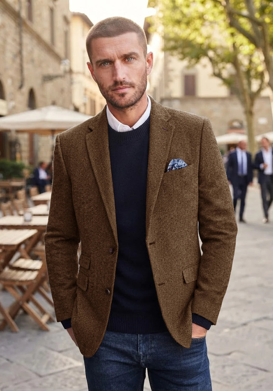 Men's brown herringbone jacket