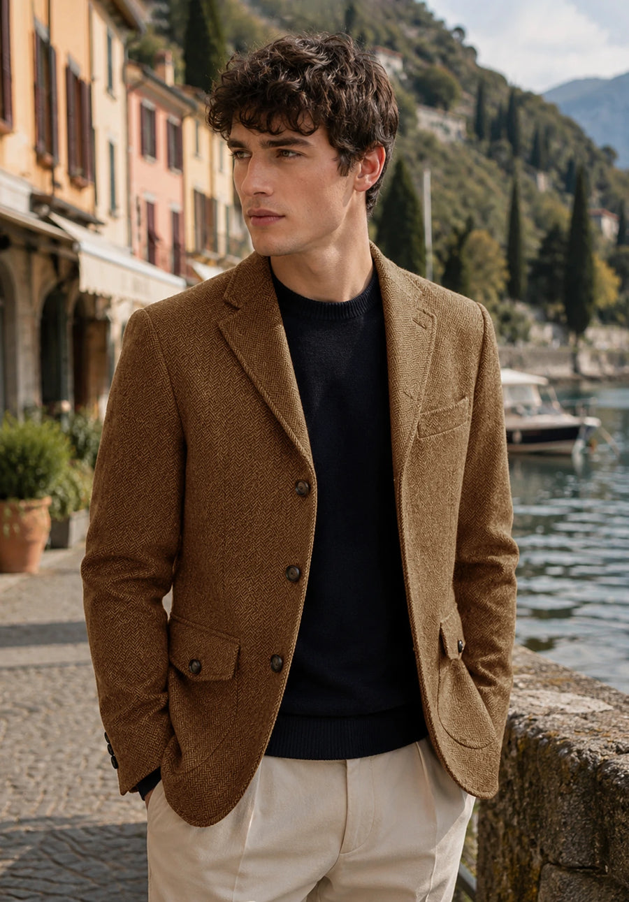 Men's brown herringbone jacket