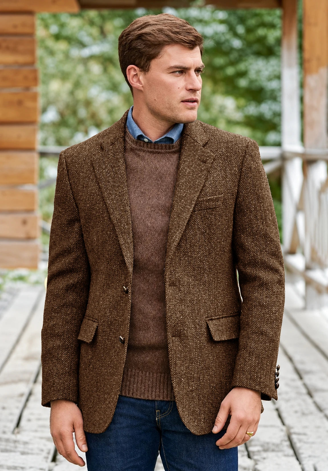 Men's brown herringbone jacket