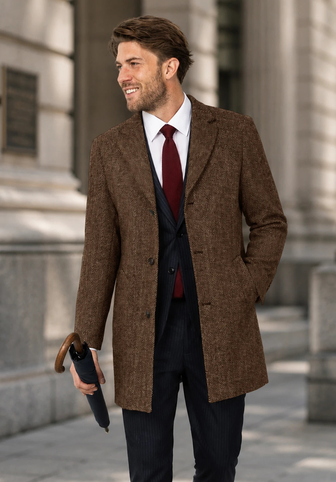 Men's brown herringbone jacket