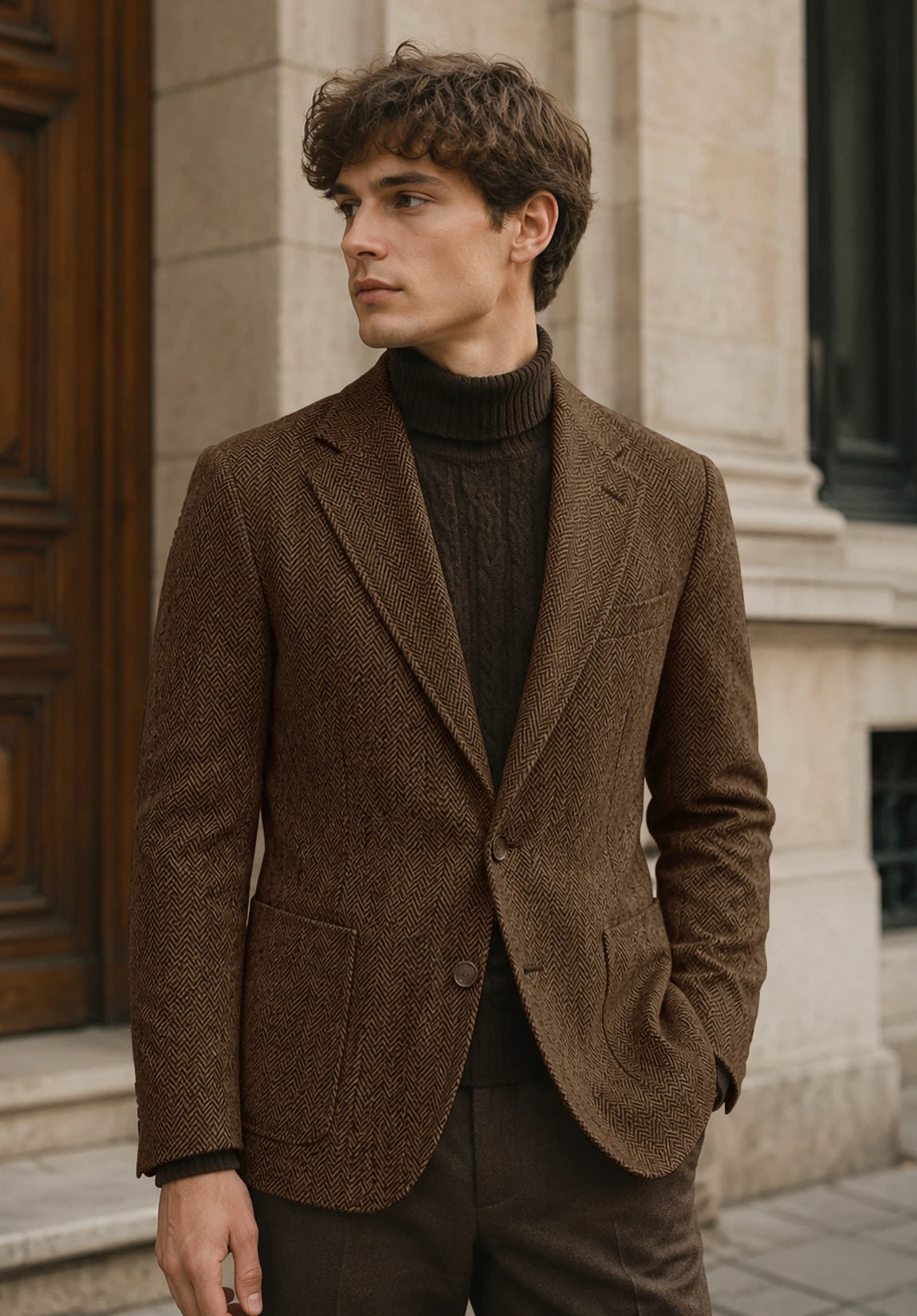 Men's brown herringbone jacket