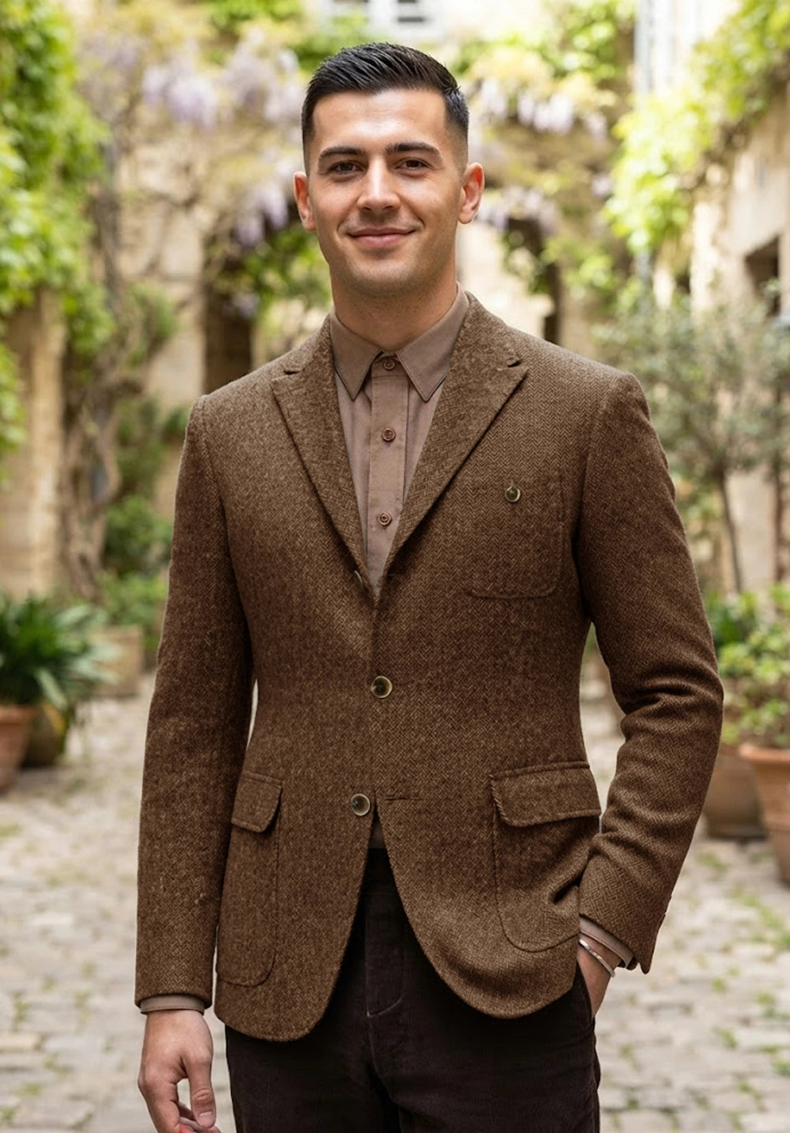 Men's brown herringbone jacket