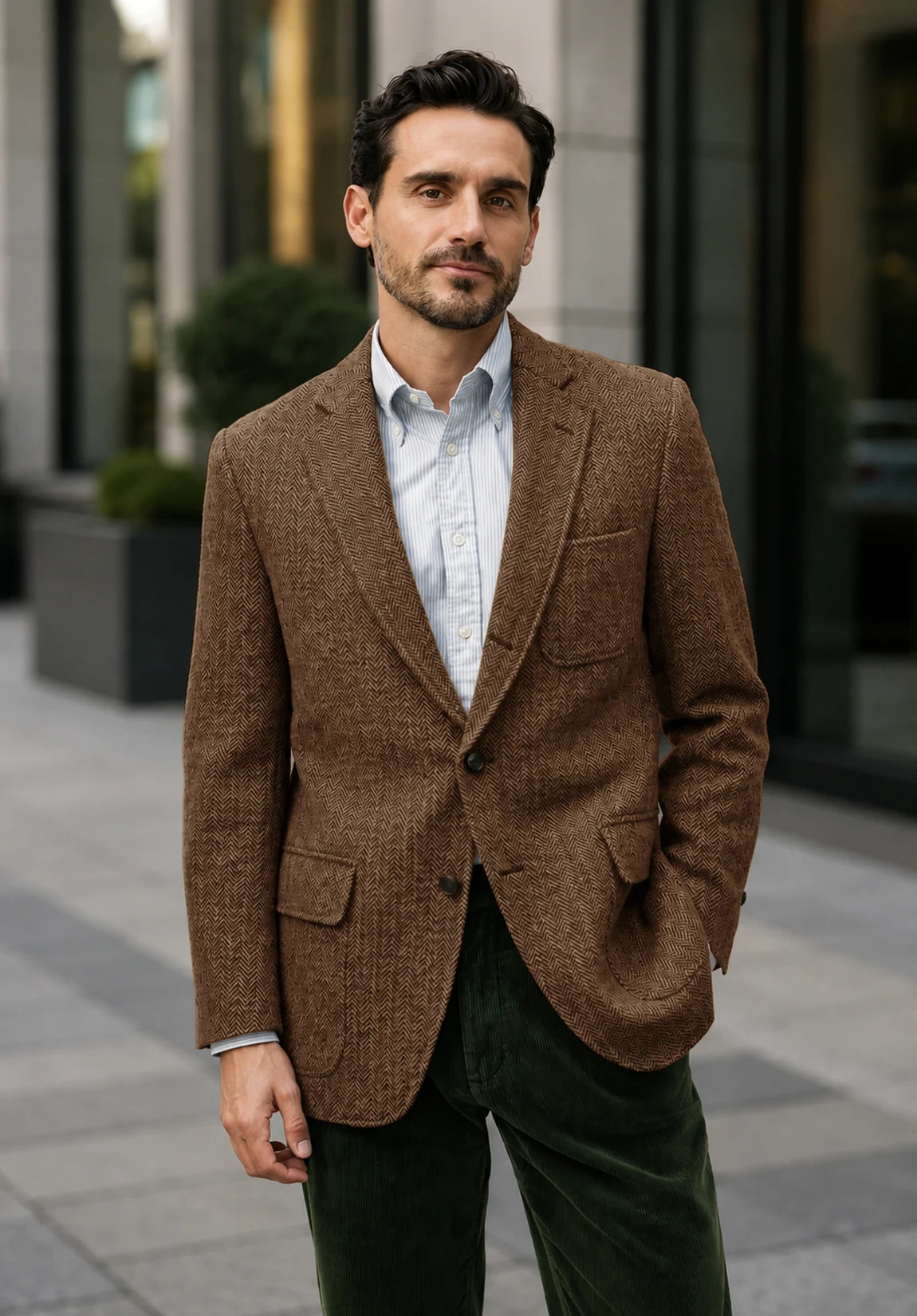 Men's brown herringbone jacket