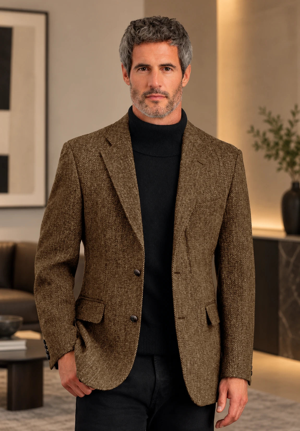 Men's brown herringbone jacket