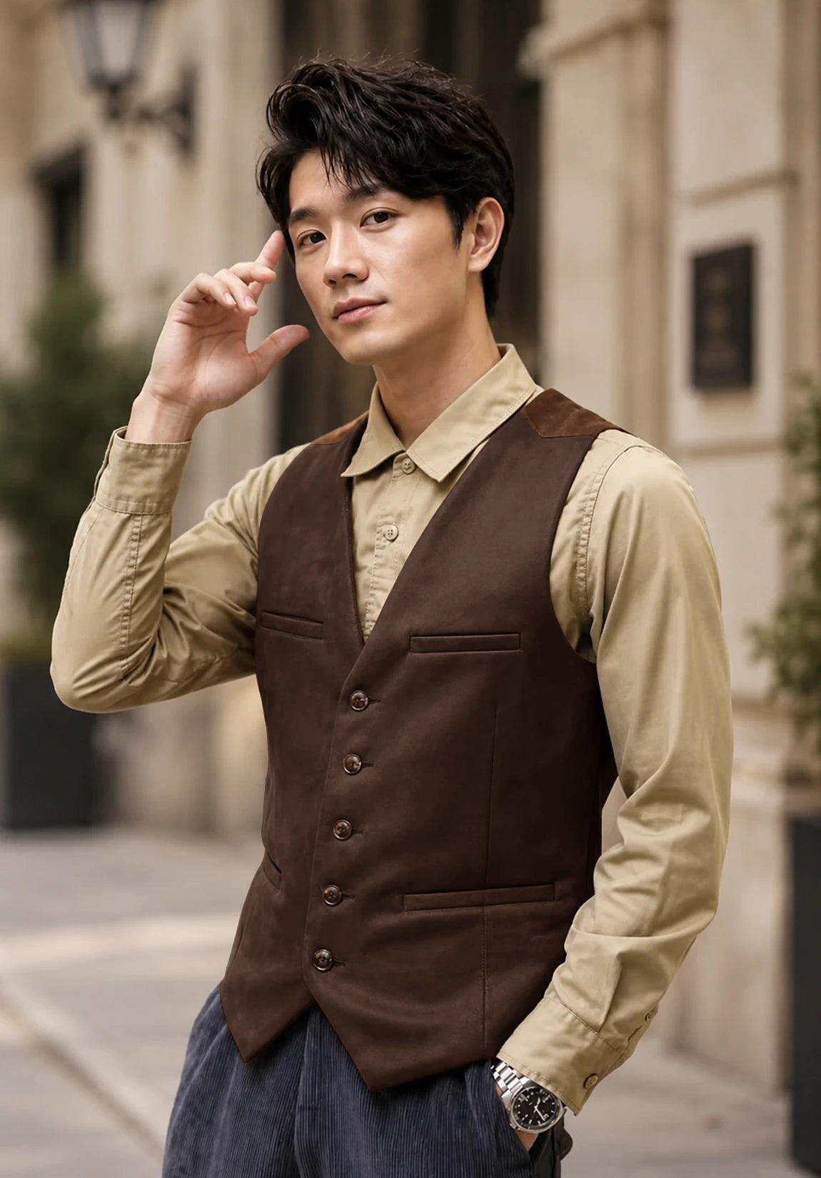 Men's brown suede vest