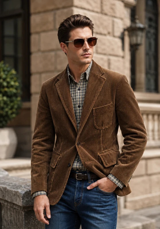 Mens Corduroy Jacket|Regular Fit 2-Button Suit Jacket