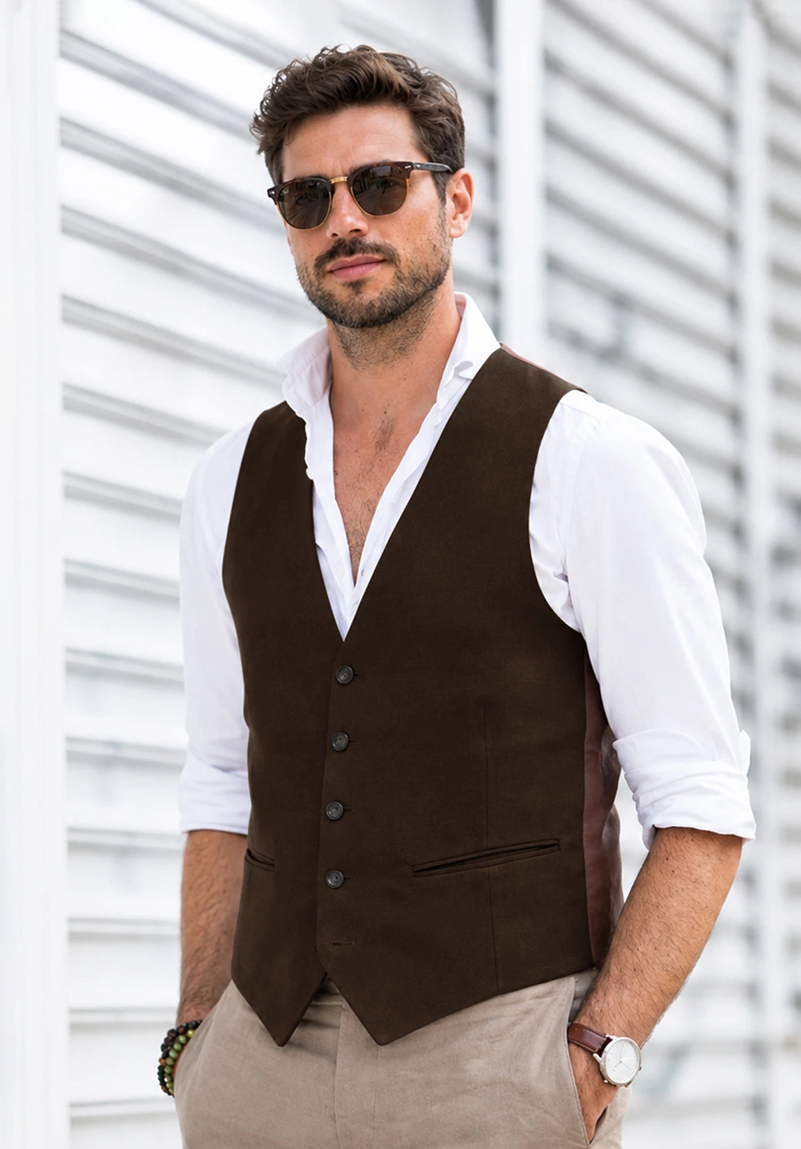 Men's brown suede vest