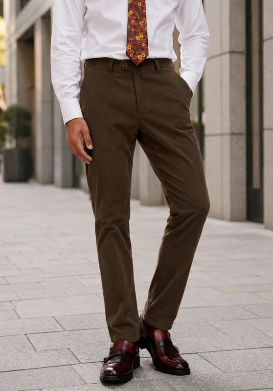 Men's brown corduroy suit pants