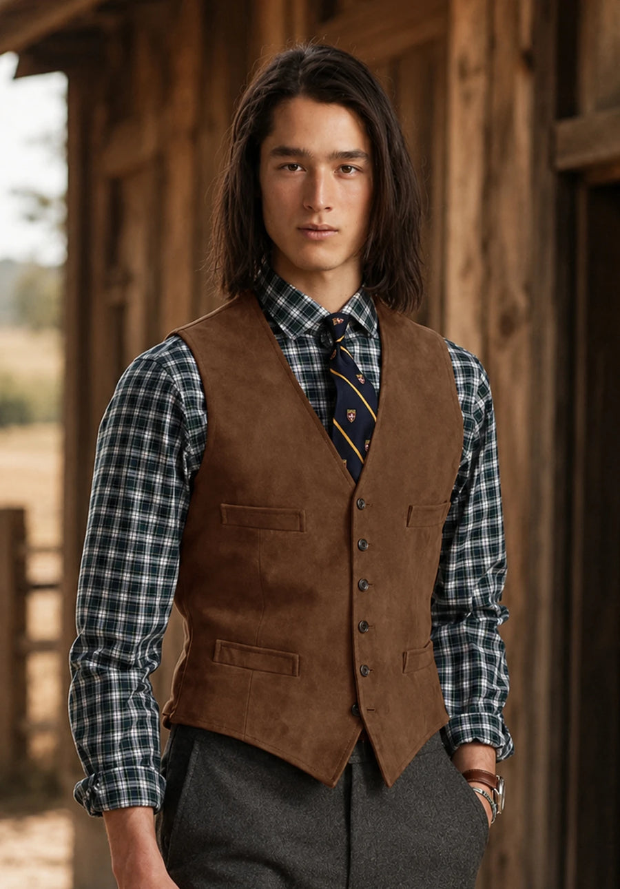 Men's brown suede vest 