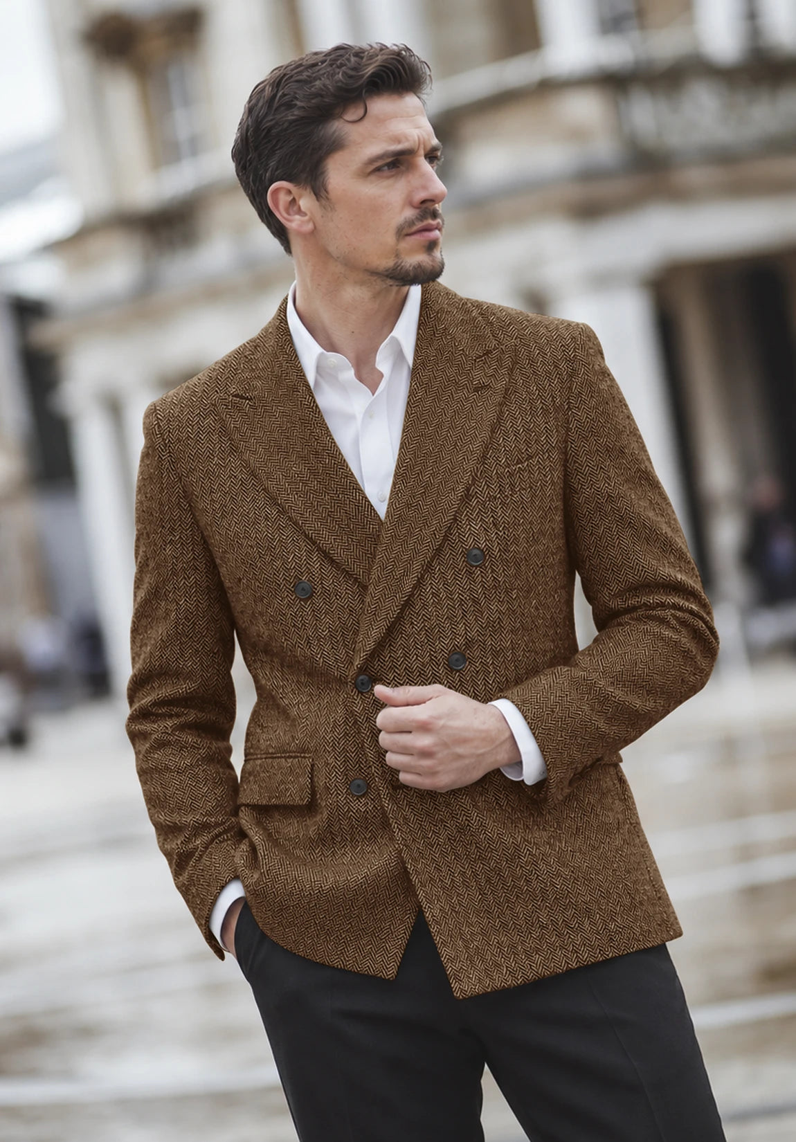 Men's brown herringbone jacket